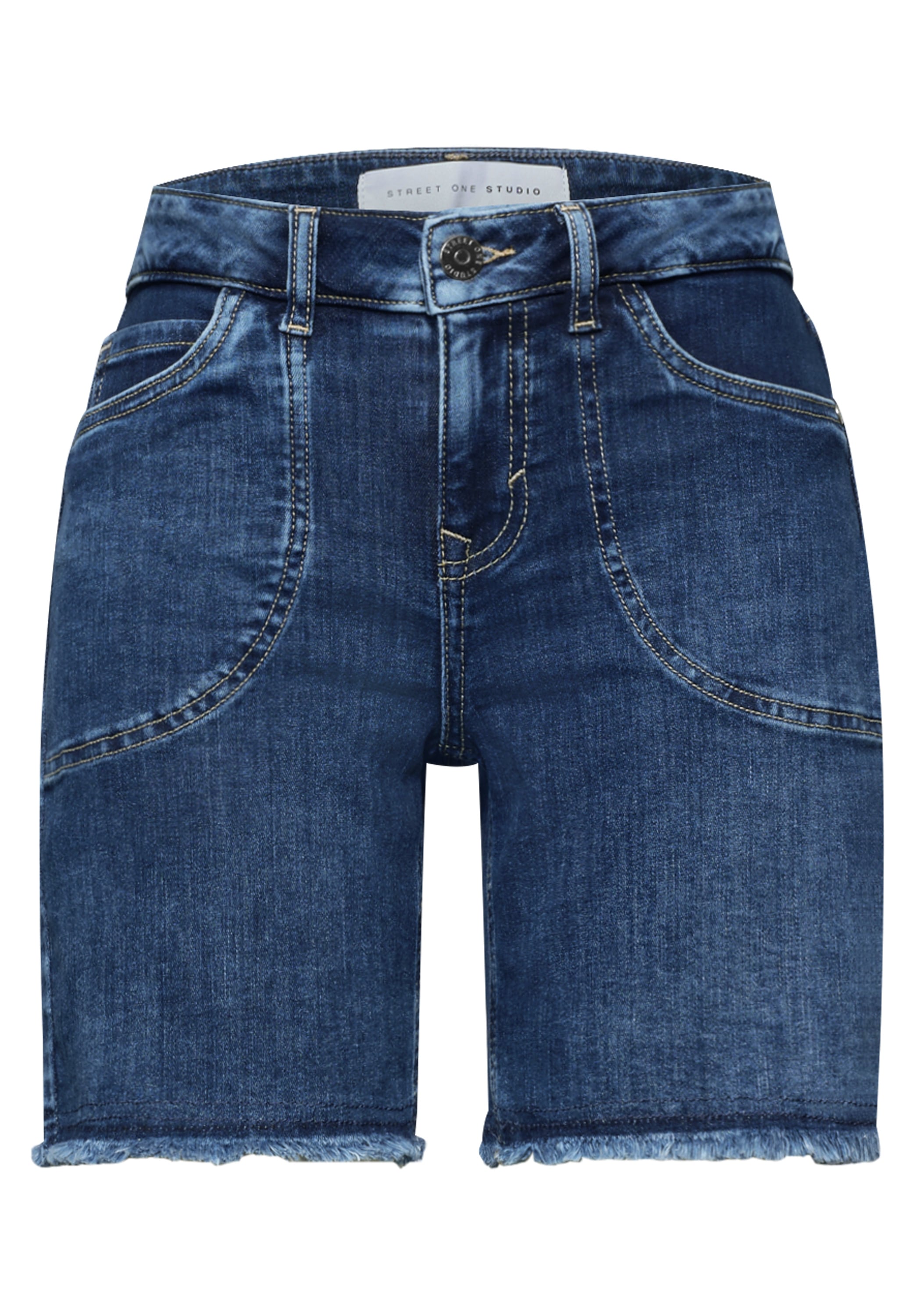 STREET ONE STUDIO Comfort-fit-Jeans mit ausgefranstem Hosensaum