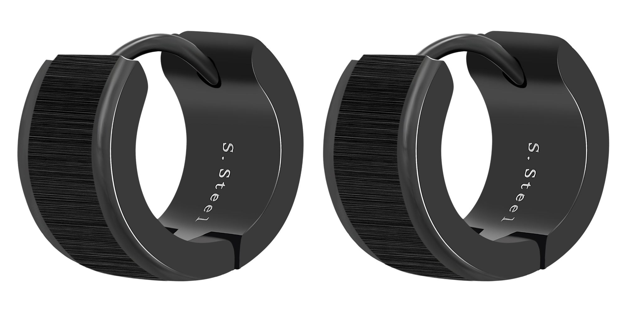 ADELIA ́S Damen Klappcreolen "Damen Ohrringe – Klappcreole aus Edelstahl"schwarz, Edelstahl, Ohrringe, Eine schöne Geschenkidee für jeden Anlass