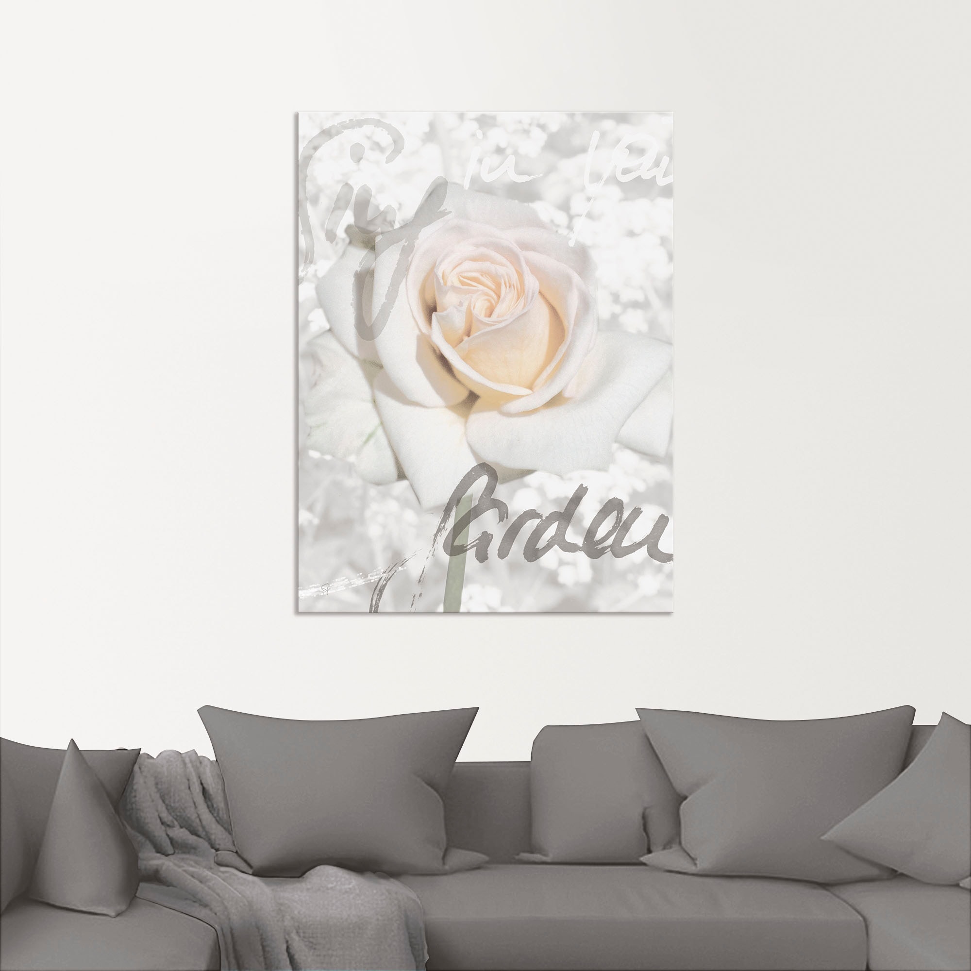 Artland Wandbild »In Lettern - Rose«, Blumen, (1 St.), als Alubild, Outdoorbild, Leinwandbild, Poster in verschied. Größen