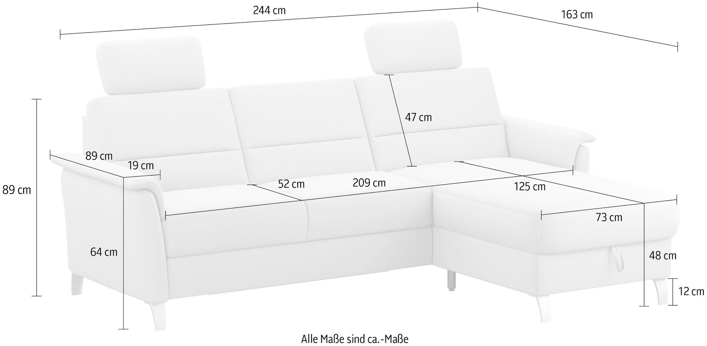sit&more Ecksofa »Palmera L-Form«, Federkern, wahlweise mit Bettfunktion und mit/ohne Stauraum
