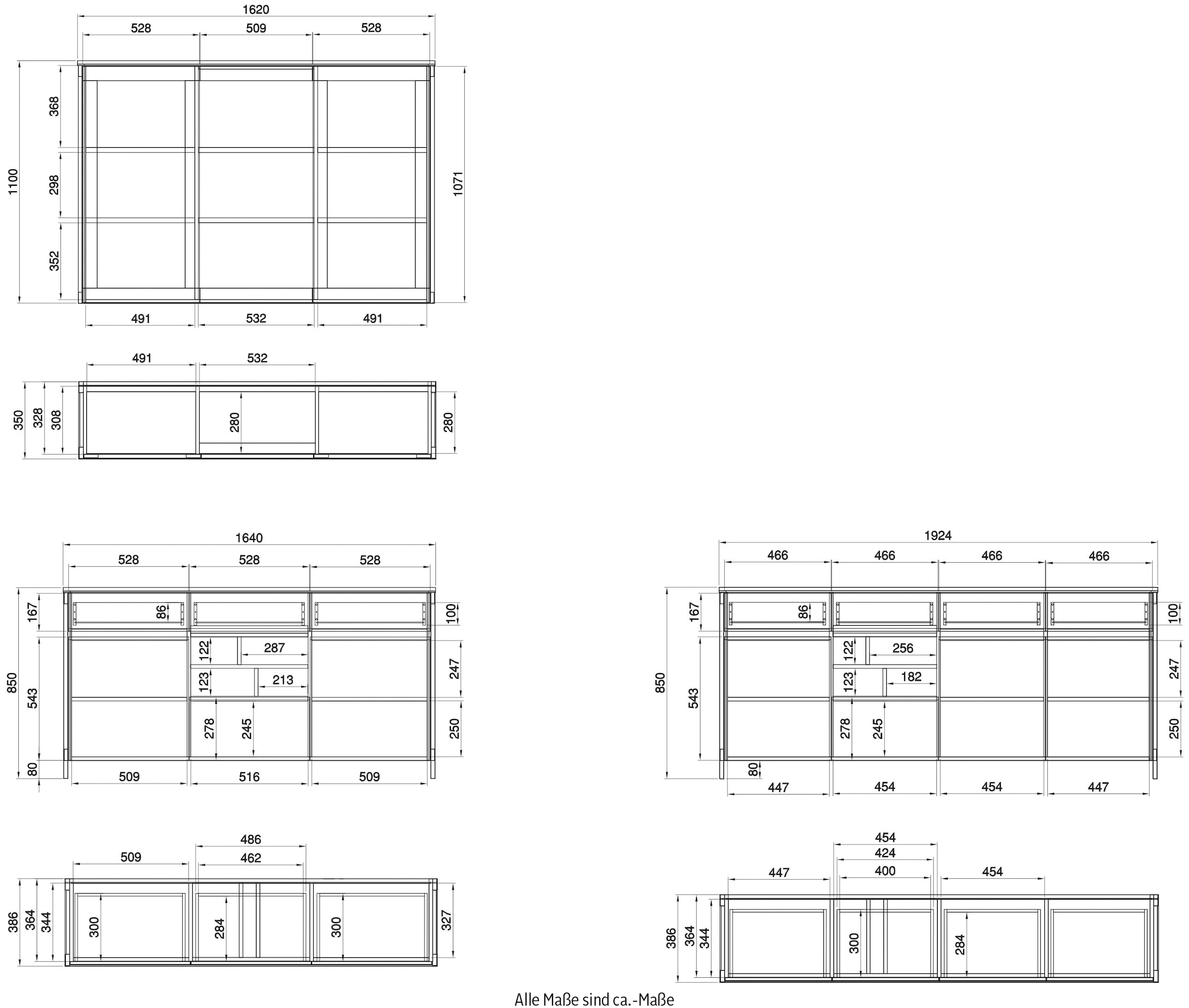 Home affaire Wohnwand »Stranda, moderne Anbauwand, Komplettset im Scandi-Style«, (2 St.), enthält Sideboard und Buffet, ausreichend Stauraum