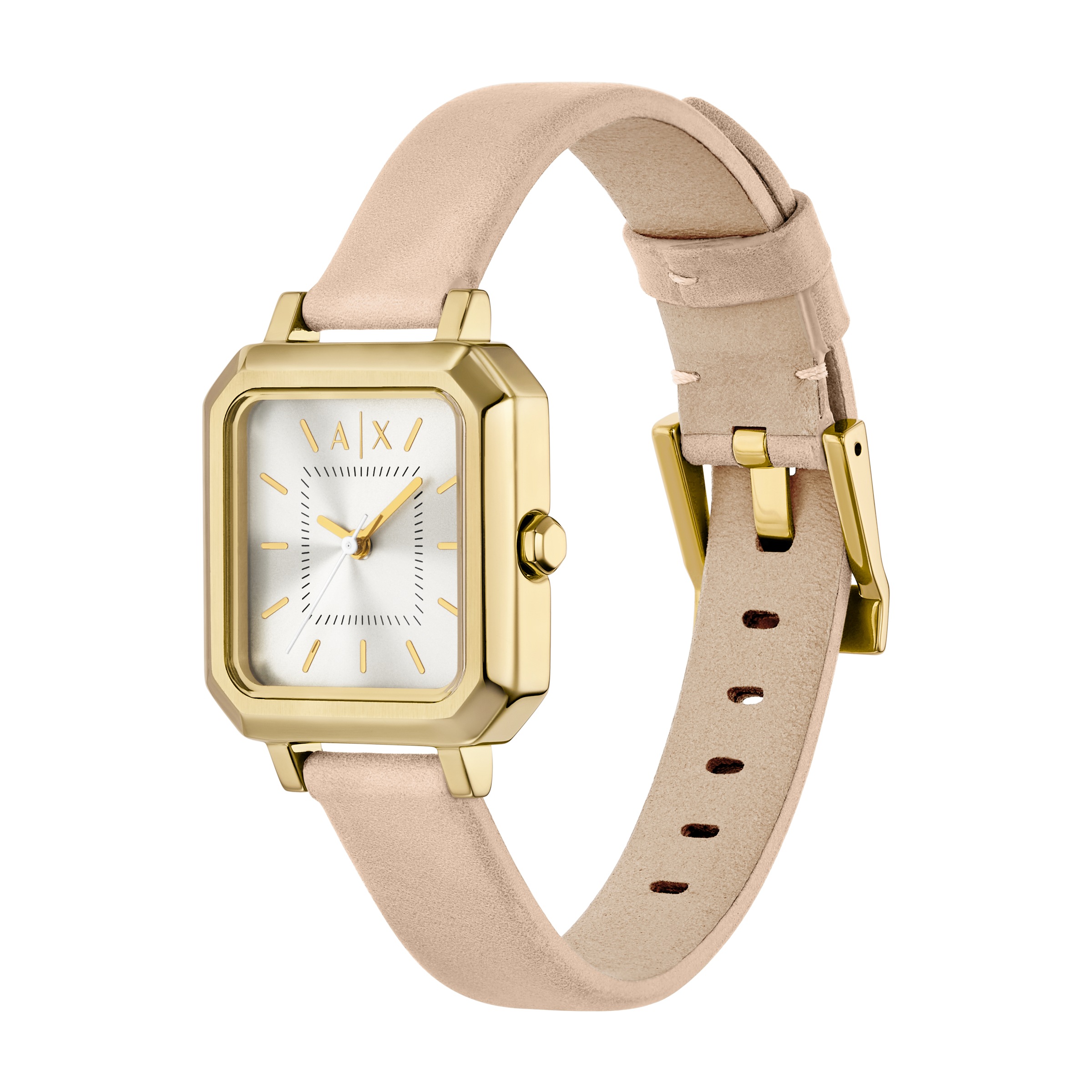 ARMANI EXCHANGE Quarzuhr, (Set, 2 tlg., mit Armband), Armbanduhr, Damenuhr, Lederarmband, Ideal auch als Geschenk, analog