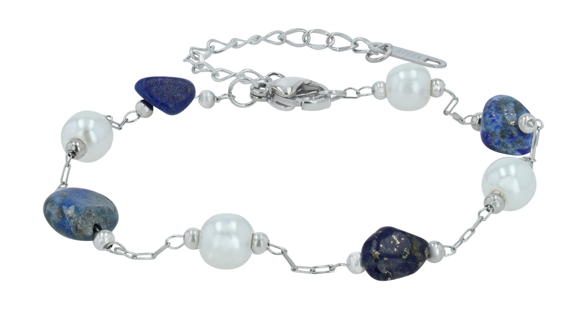 Adelia´s Gliederarmband »Armband – Kugelarmband aus Edelstahl mit Lapis 23 cm« Schöne Geschenkidee zum Jubiläum