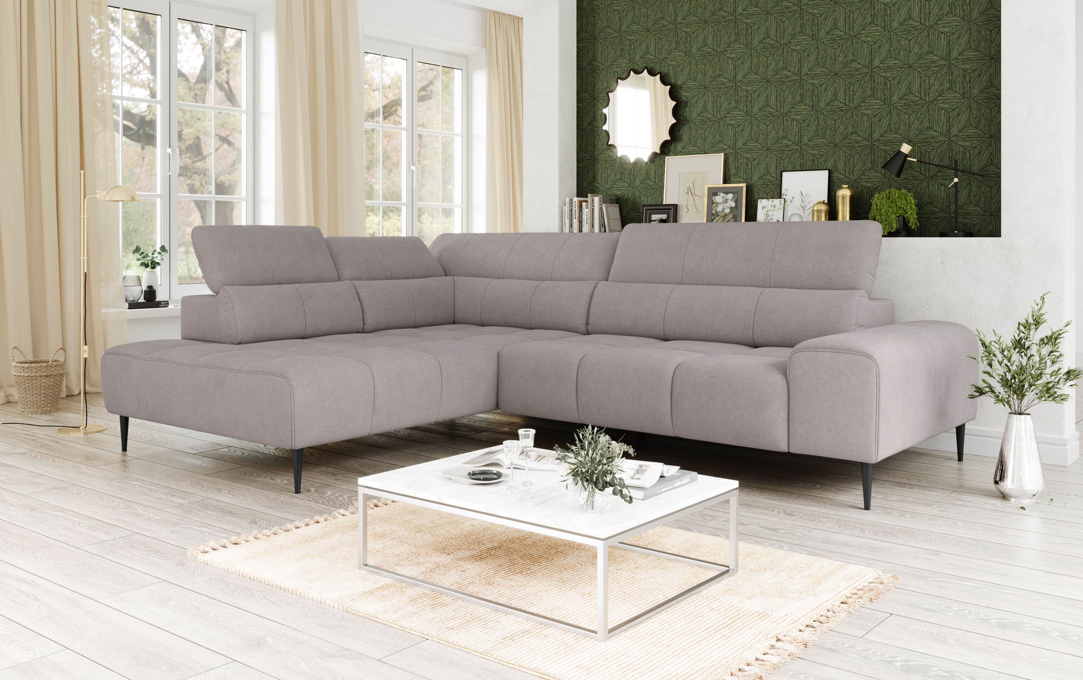 OTTO home Ecksofa "Theo L-Form, B: 298 cm" mit Kopfteilverstellung, optional Sitztiefenverstellung