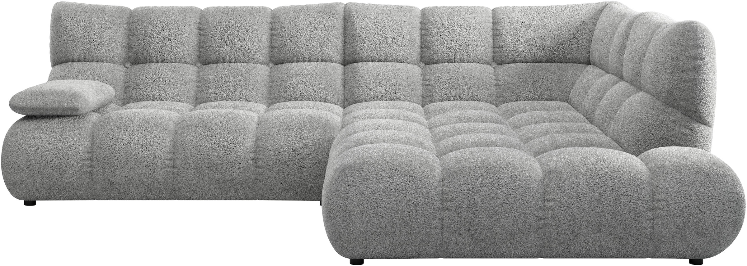 Home affaire Ecksofa "Cozy Bubble, mit klappbarer Armlehne, Breite 289 cm" mit eleganter Steppung, Rundumbezug & weicher Polsterung