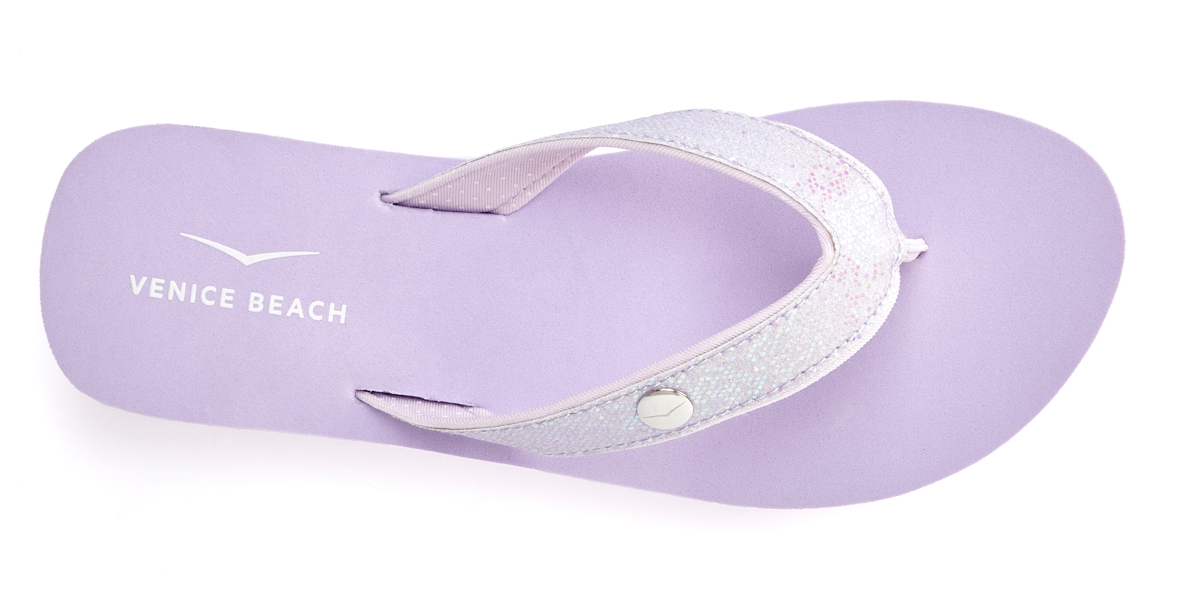 Venice Beach Badezehentrenner, Sandale, Pantolette, Badeschuh ultraleicht mit Glitzerband VEGAN