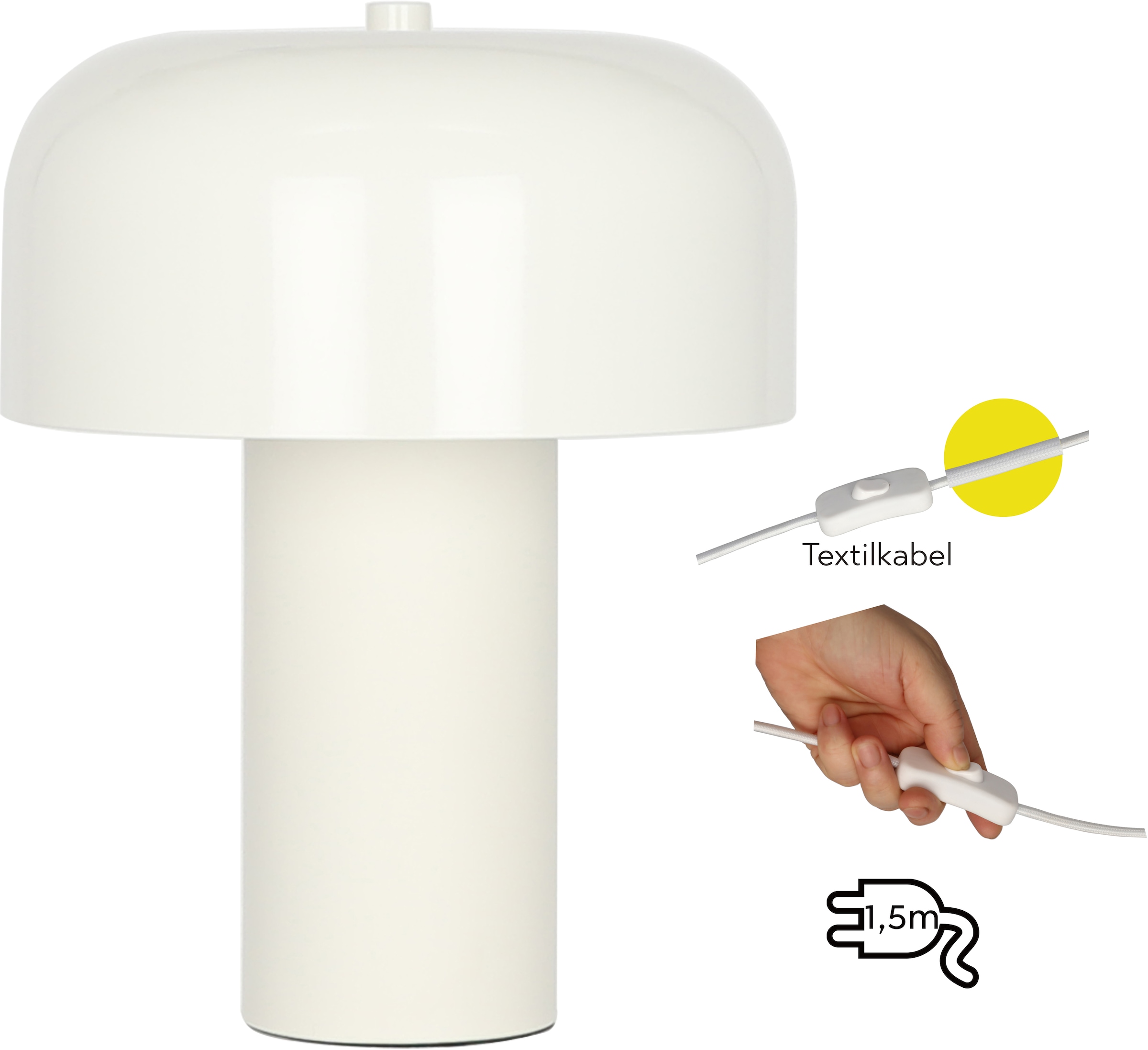 OTTO home Tischleuchte »Jorre - Pilzlampe« 1 Stk. zweifarbig - matt & glänzend, Pilzleuchte, Tischlampe, Pilzform, E14