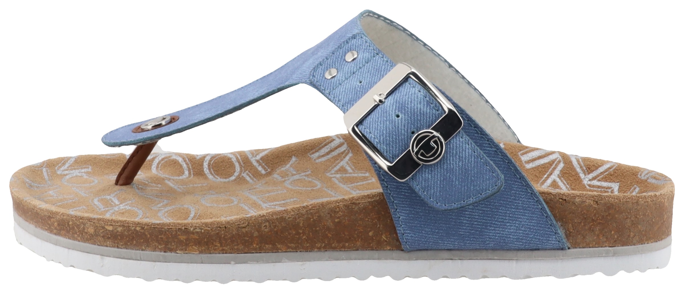 TOM TAILOR Zehentrenner, Flats, Sommerschuh, Dianette, Strandschuh in Jeans Optik