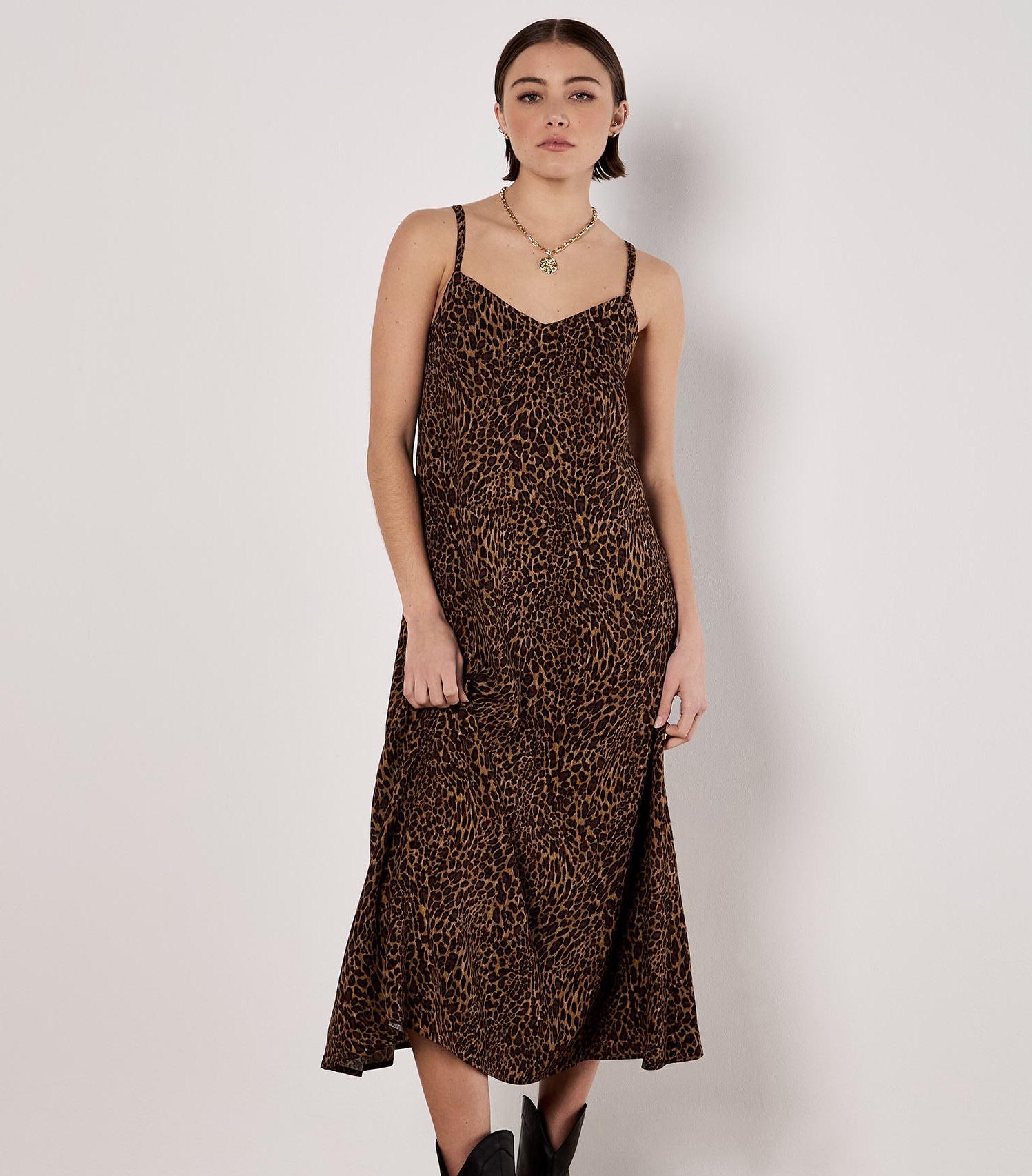 Apricot Midikleid "Maxi-Slipkleid" mit Animalprint