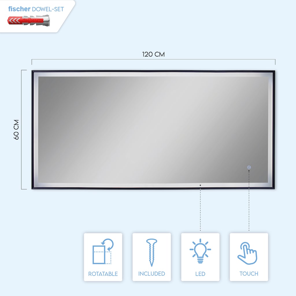 Paco Home LED Bad-Spiegelleuchte »TRACY«, Schutzart IP44, mit LED-Leuchtmittel, wechselbar. Touch-Funktion. Gr. ca. 120 x 60 cm