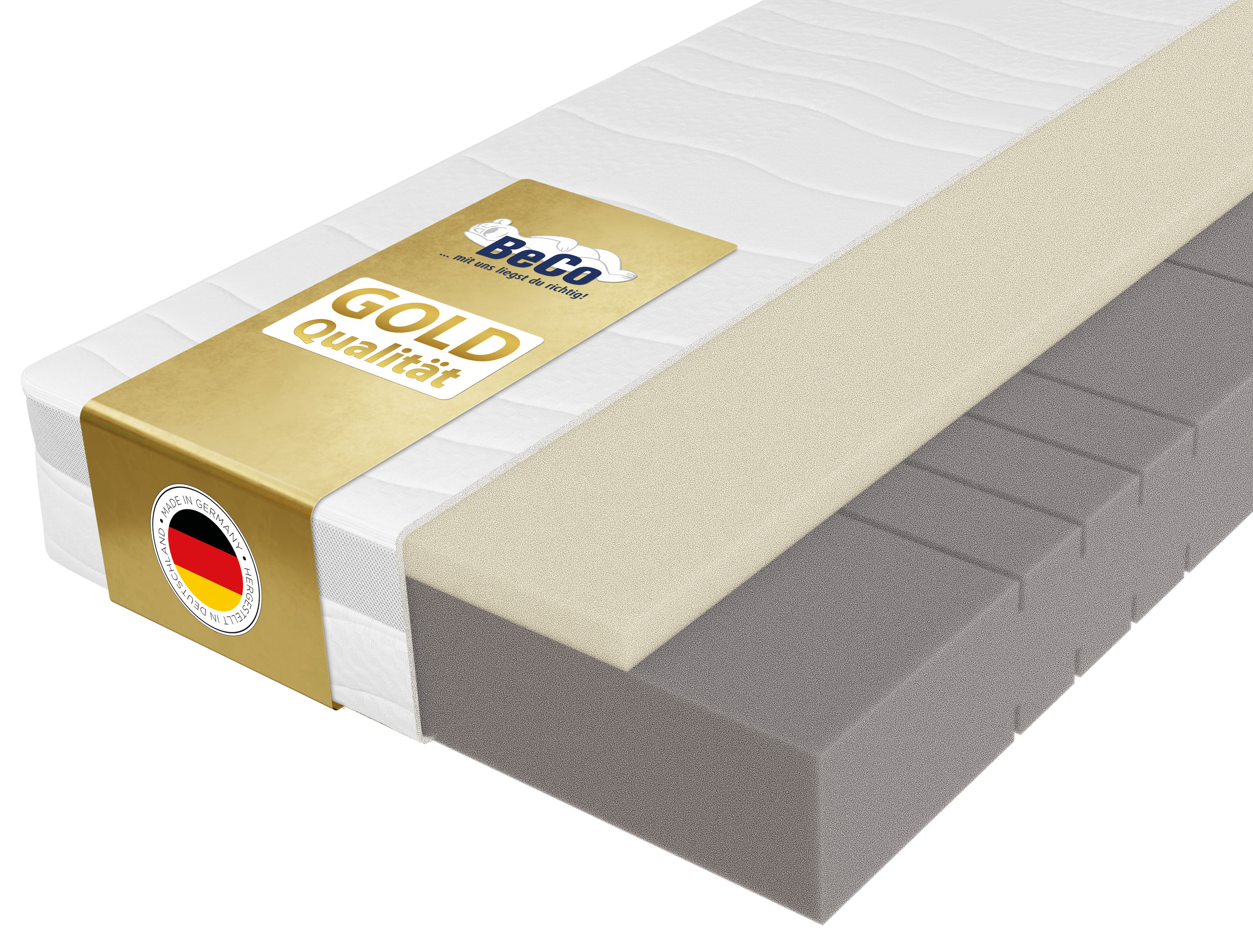 Beco Hybridschaum-Matratze "Feel Like Latex ONE KS - GOLD, Matratze 90x200 cm, 140x200 cm und mehr" 21 cm hoch 1 Stk. tlg. Ergonomischer Hybridschaum mit komfortabler Feel Like Latex Auflage