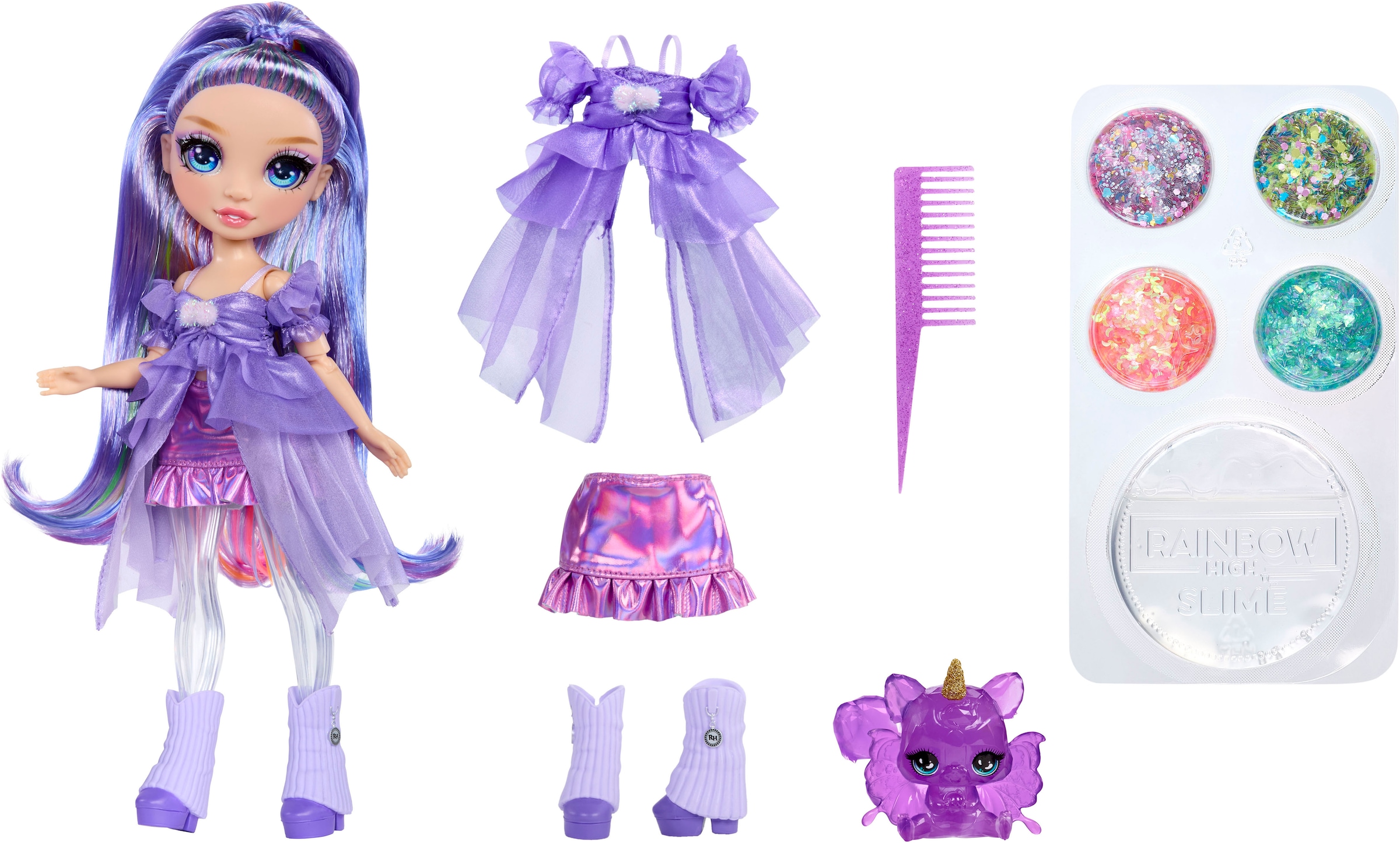 RAINBOW HIGH Anziehpuppe »Rainbow Shimmers with Slime Fashion Doll, Violet (purple)«