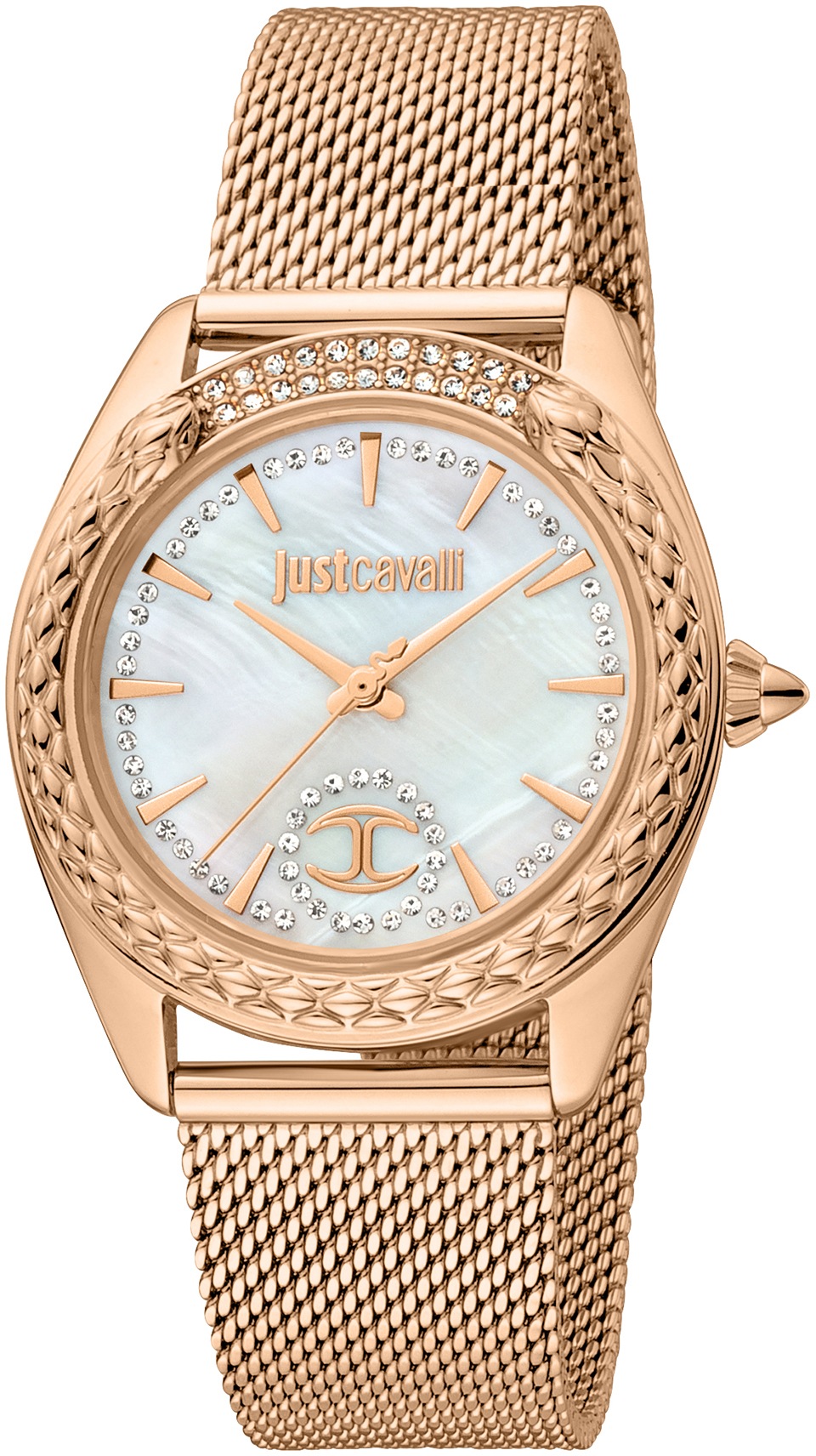 Just Cavalli Time Quarzuhr »JC PRESTIGIO 2«, (Set, 2 tlg., mit Armband), Armbanduhr, Damenuhr, Kristallsteine, Edelstahlarmband, Geschenkidee