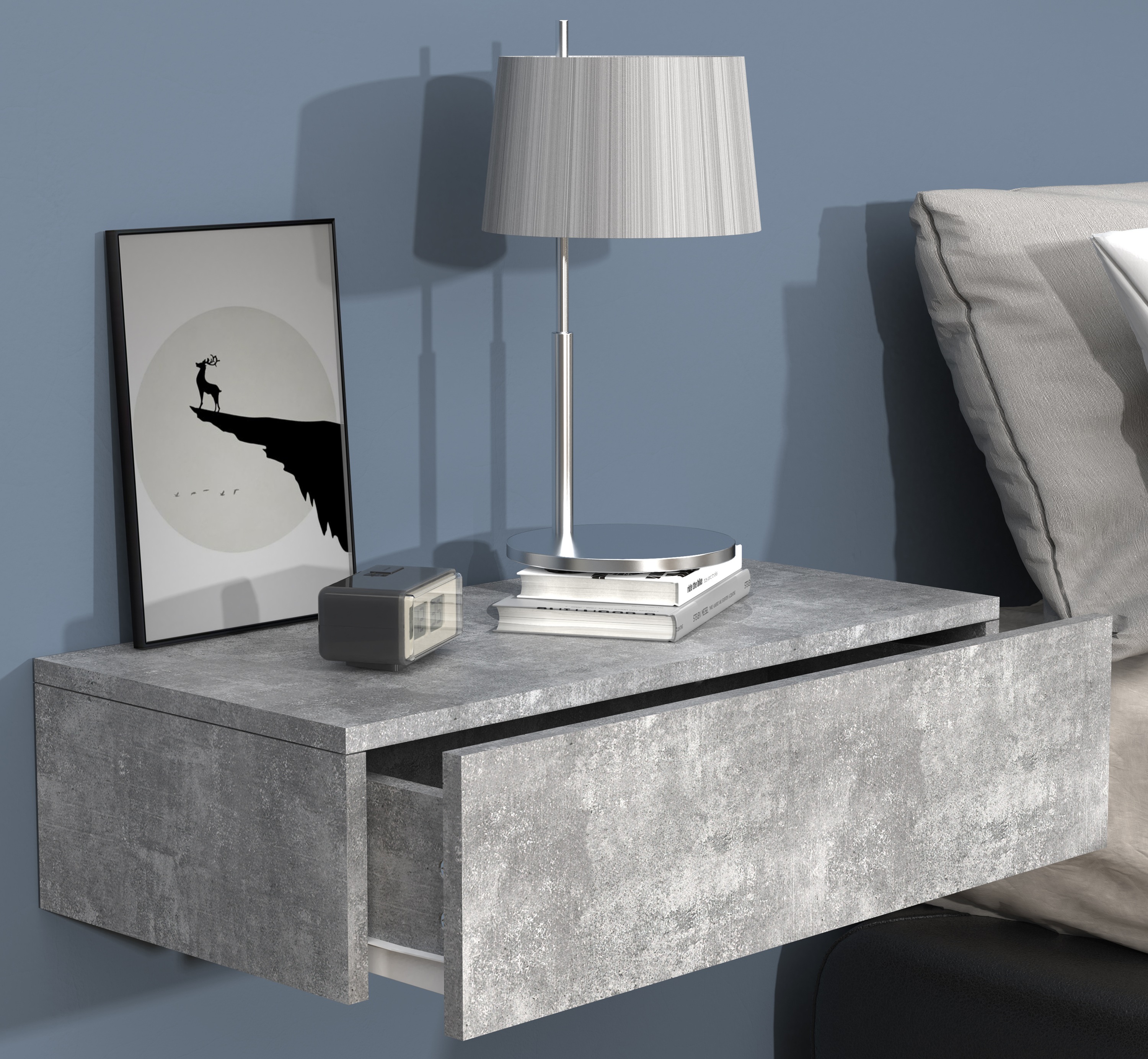 Thumbnail - VCM Nachttisch "Holz Wandschublade Wand Hänge Nachttisch Usal M60" 1 Stk. tlg.