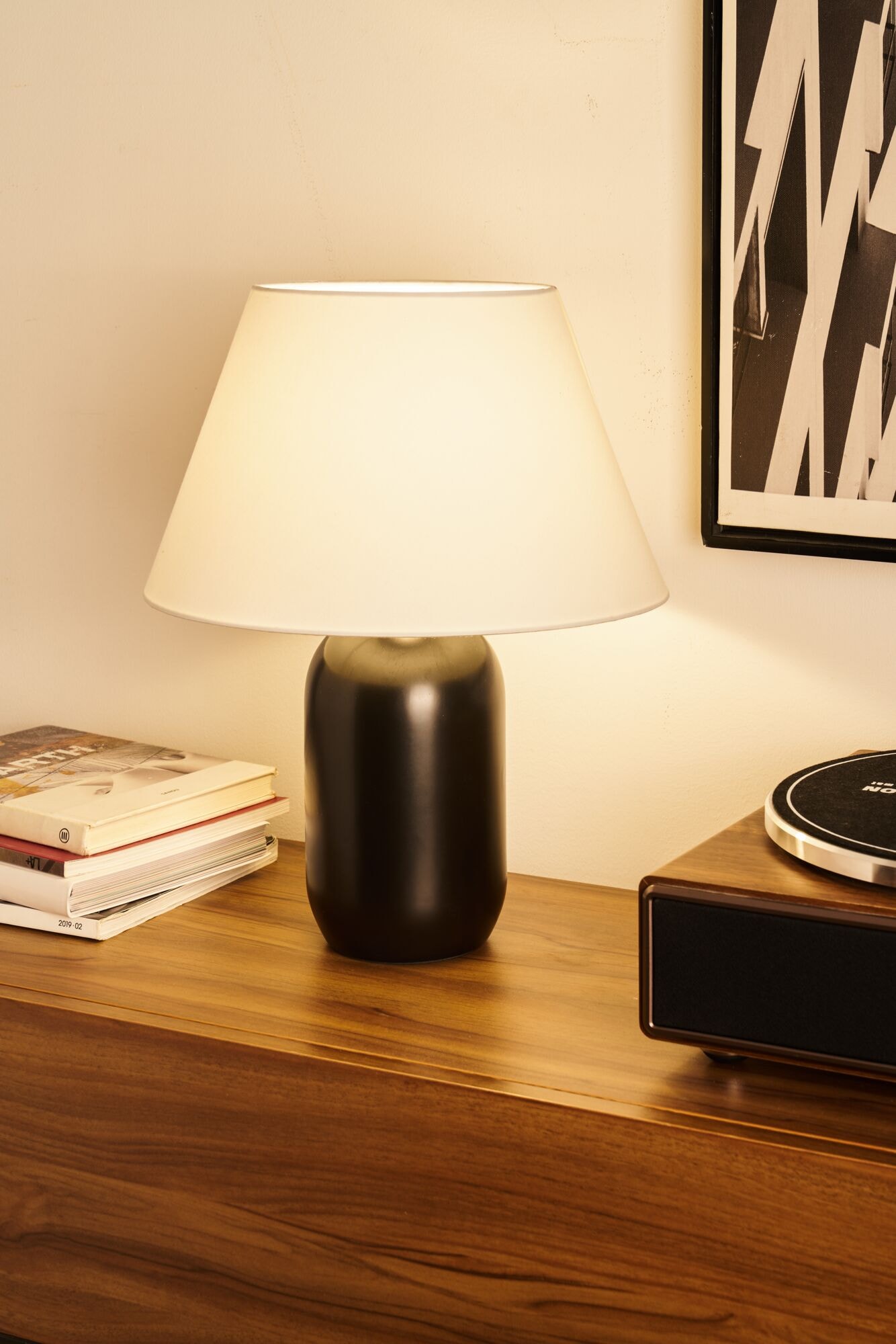 Pauleen Tischleuchte »Mystic Shine max 20W E14 Weiß/Schwarz 230V Stoff/Keramik« E14 1 Stk. IP20