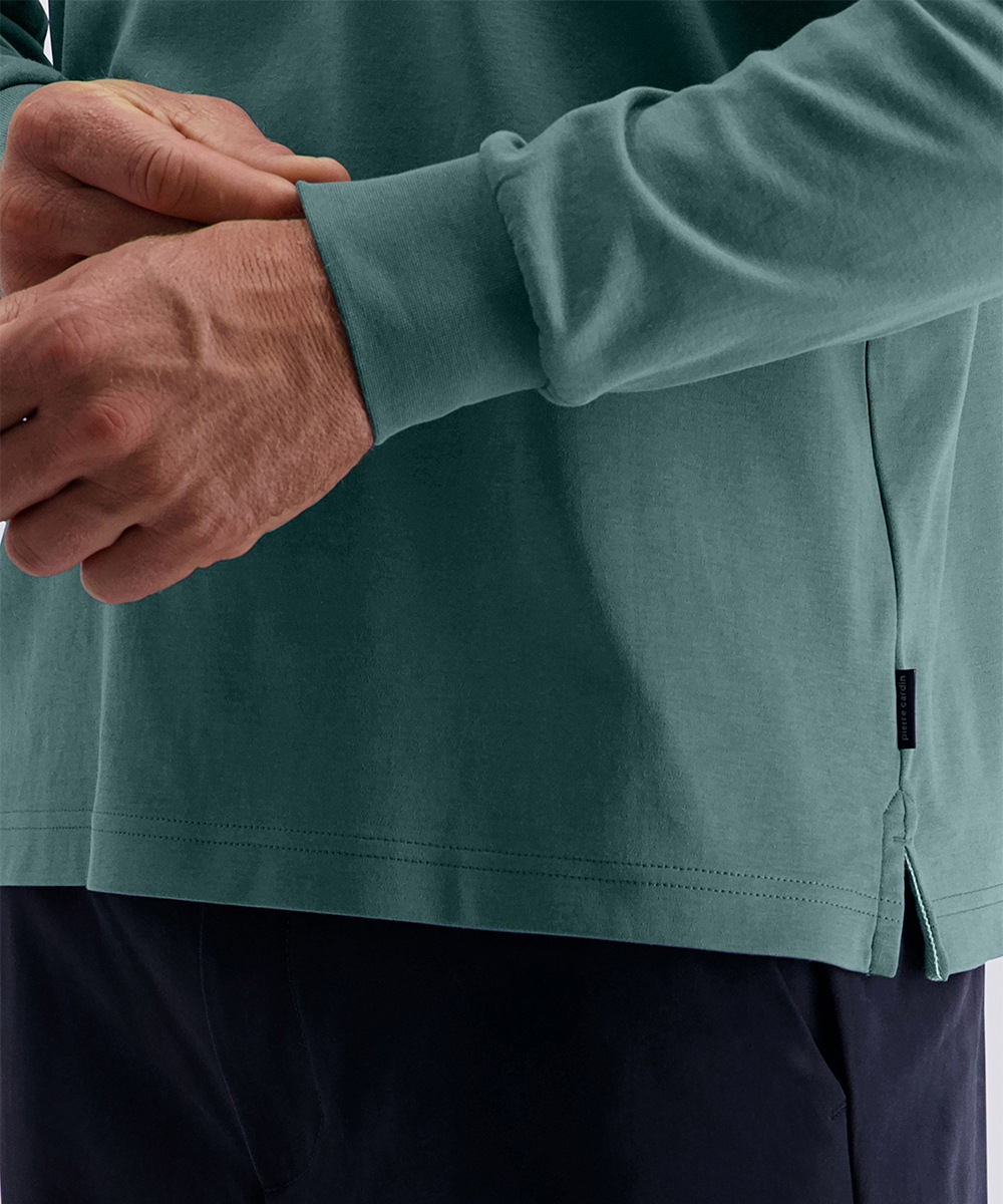 Thumbnail - Pierre Cardin Langarm-Poloshirt Brusttasche mit Marken- Applikation