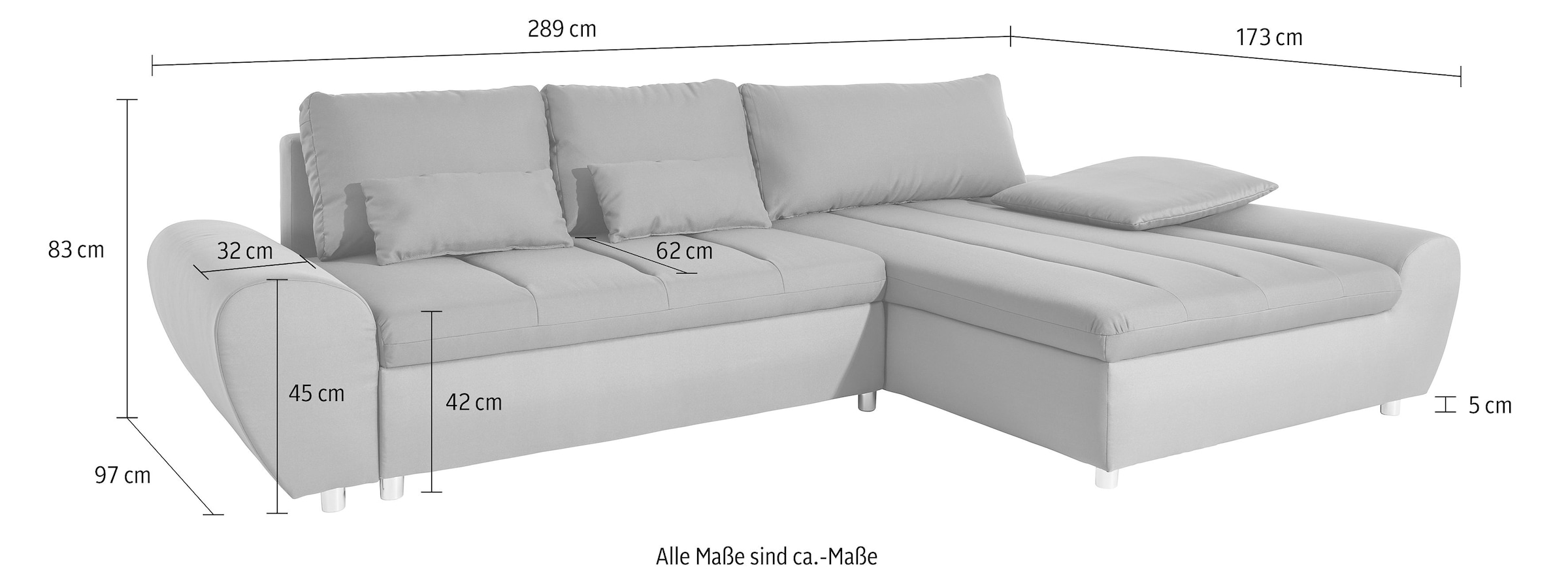 sit&more Ecksofa »Bandos L-Form«, in 2 unterschiedlichen Größen, wahlweise mit Bettfunktion