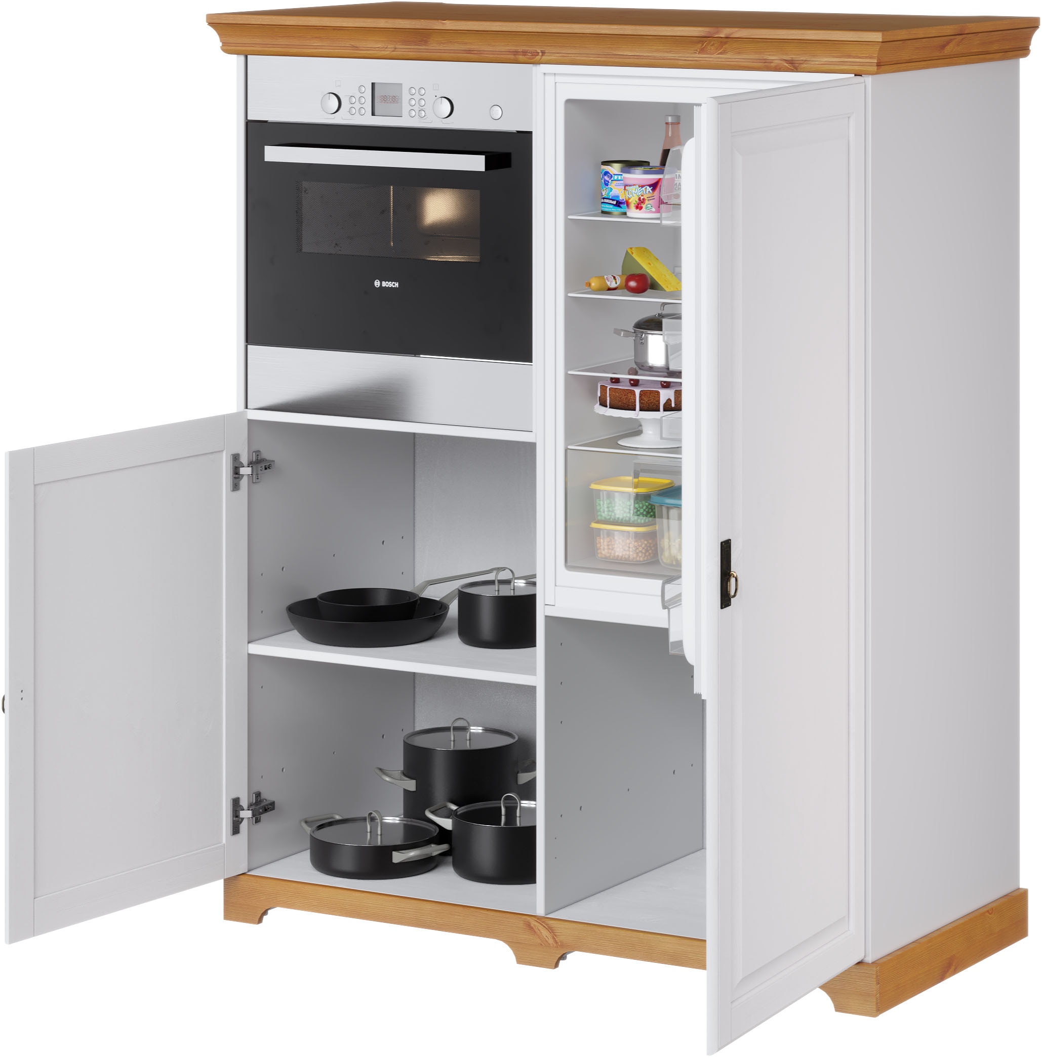 Home affaire Backofen/Kühlumbauschrank »Rügen«, Breite 127 cm, Kiefer massiv, Nische für Kühlschrank