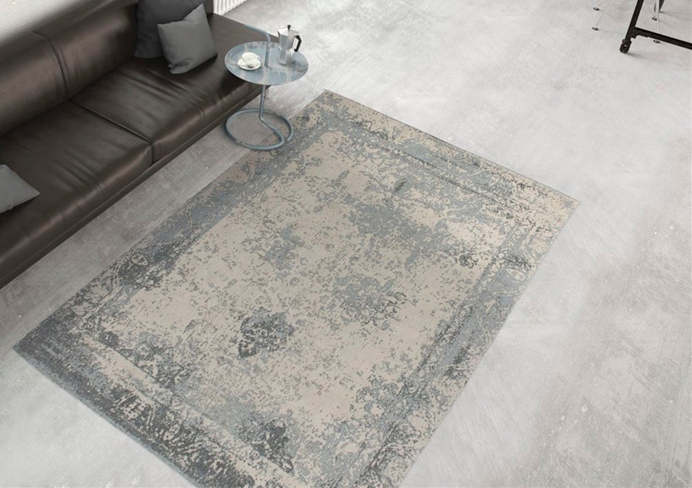 Teppich KAYOOM "Nostalgia 285" Gr. 3, grau, B:120cm H:10mm L:170cm, Baumwolle, Kunstfaser, Teppiche, Teppich, Flachgewebe, Vintage Design, Wohnzimmer
