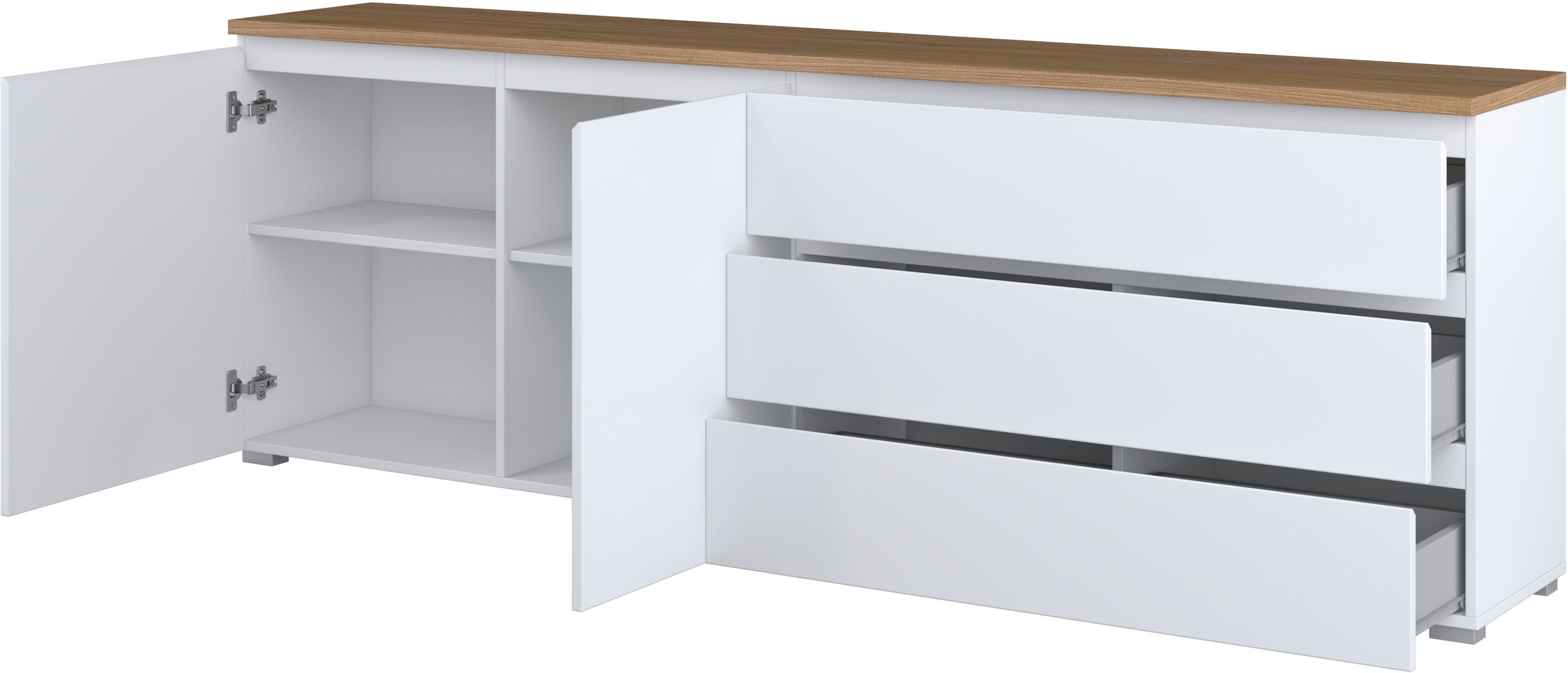 INOSIGN Sideboard »Modo, Breite 200 cm, moderne grifflose Kommode 2Türen/3 SK«, Schubladenkommode mit viel Stauraum, Einlegeböden verstellbar