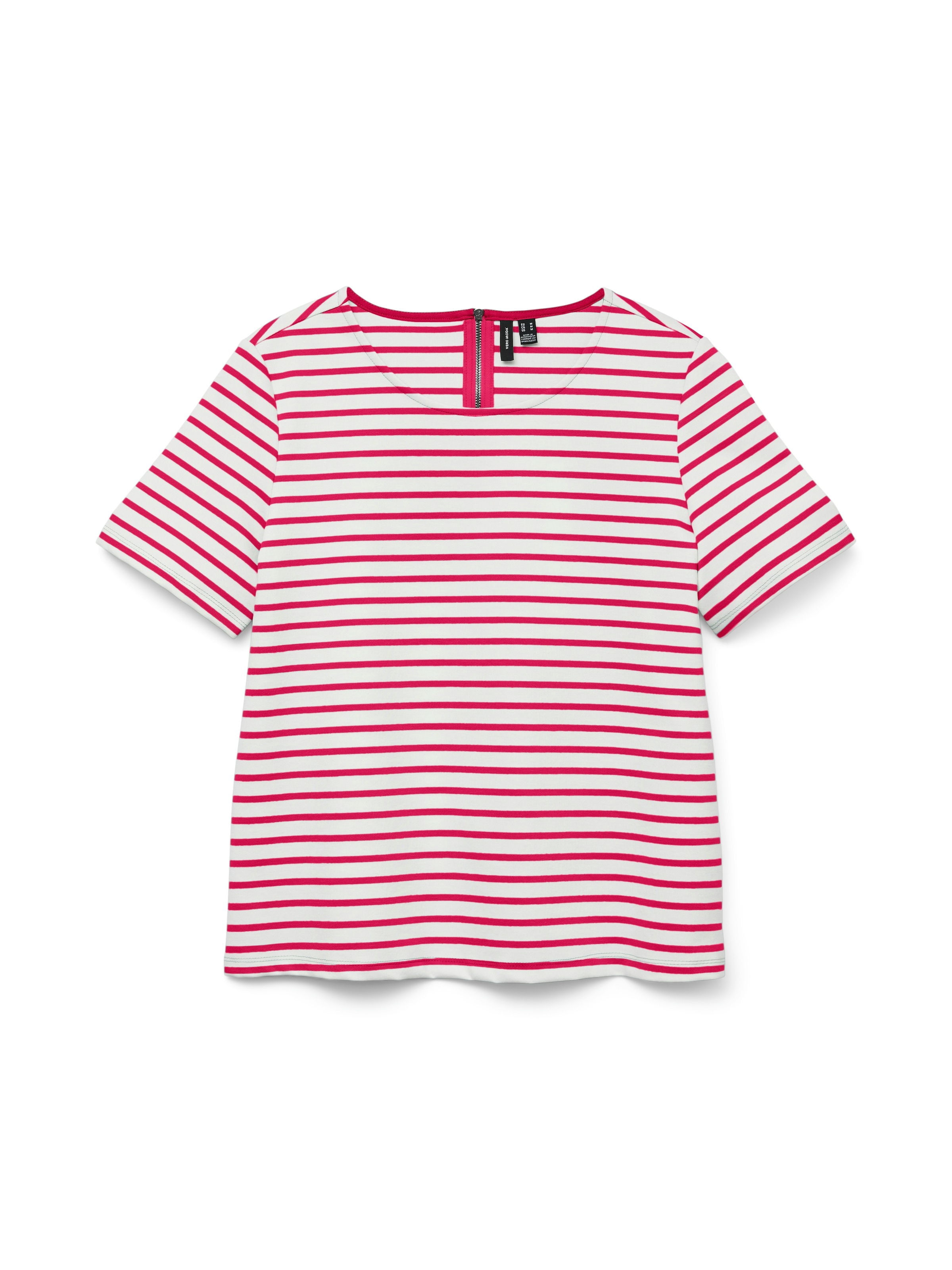 Vero Moda Rundhalsshirt "VMABBY SS ZIP TOP JRS NOOS" Materialmix, regular f günstig online kaufen