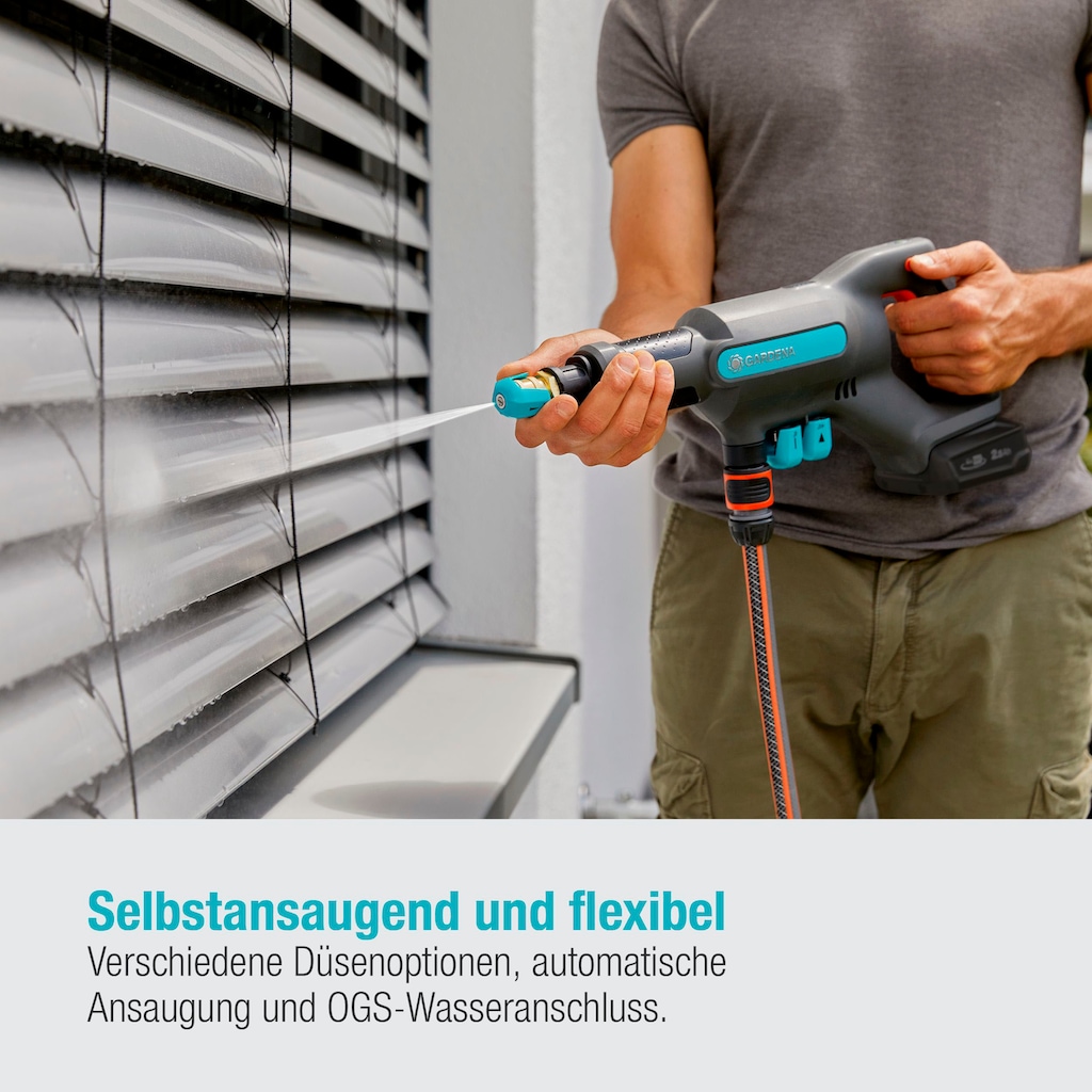 GARDENA Akku-Mitteldruckreiniger »AquaClean 24/18V P4A«, (Set, 5 tlg.), mit Akku und Ladegerät