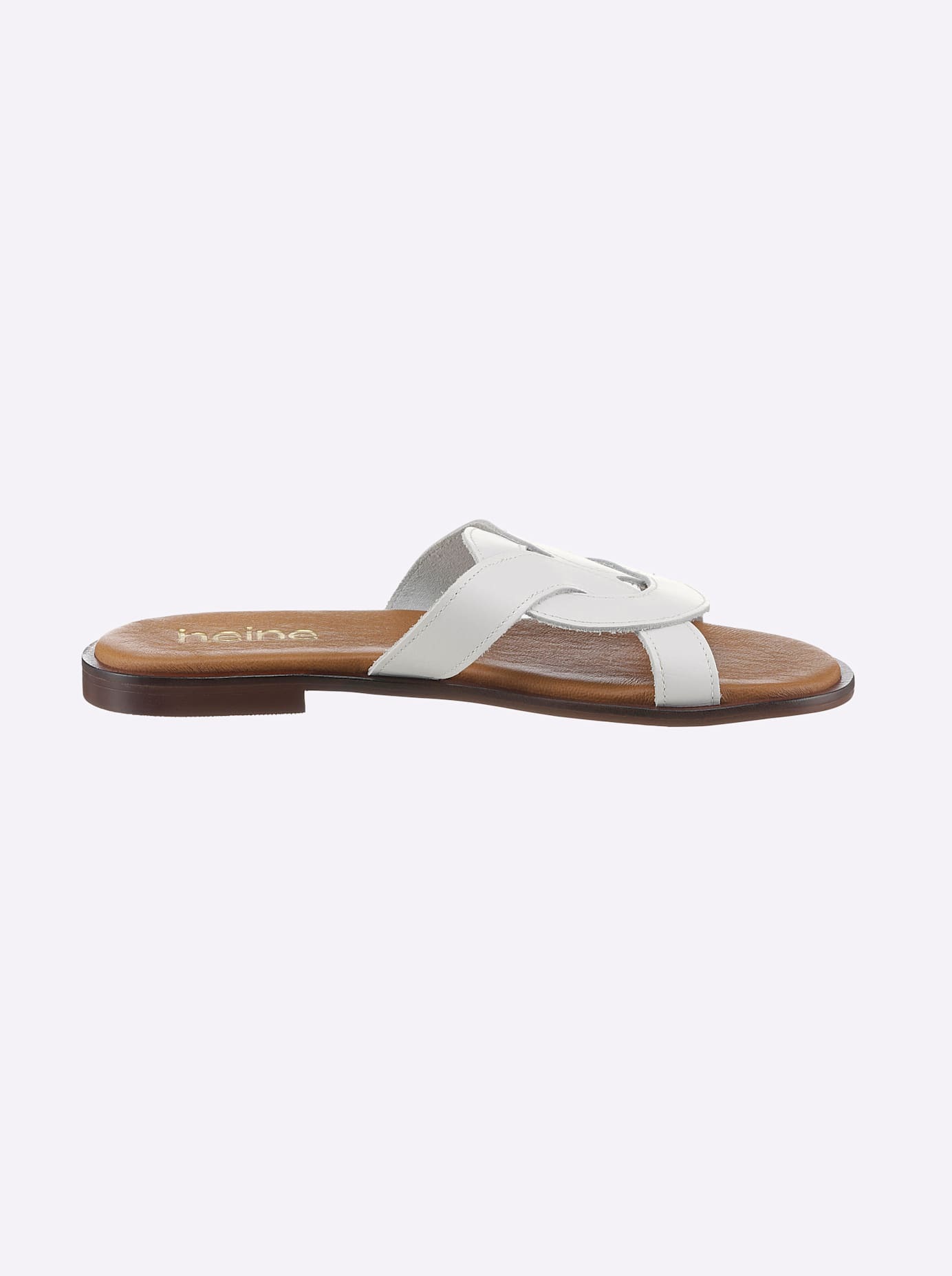 Pantolette HEINE, Damen, Gr. 38, weiß, Glattleder, Leder, Rindsleder, Schuhe Pantolette 2