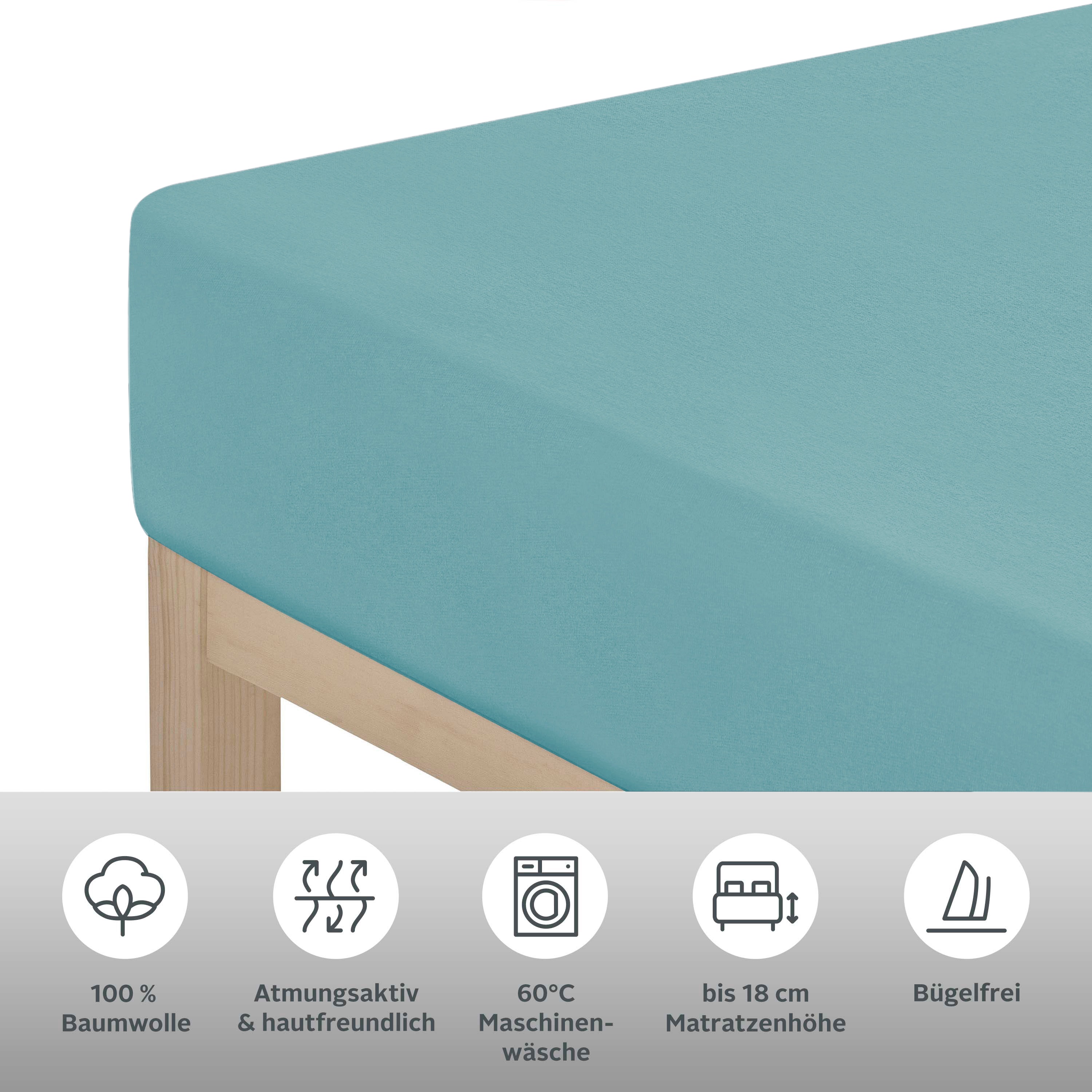 Thumbnail - OTTO home Spannbettlaken "PHYSALIS Comfort" Baumwolle 150 g/m², Matratzen bis 20 cm Höhe, Bettlaken, Spannbetttuch