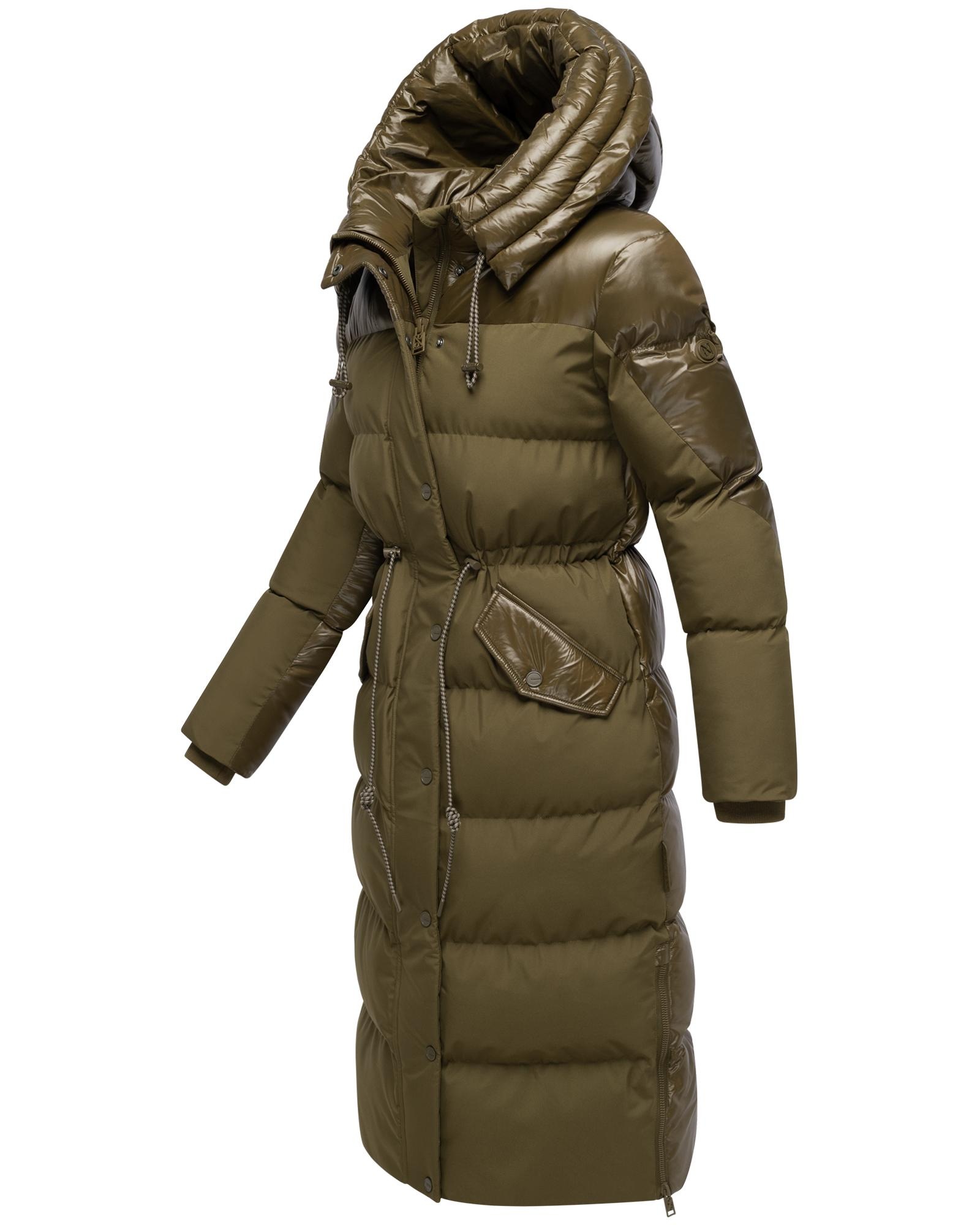 Navahoo Steppmantel »Knusperherz 14«, Langer gesteppter Damen Wintermantel mit Materialmix