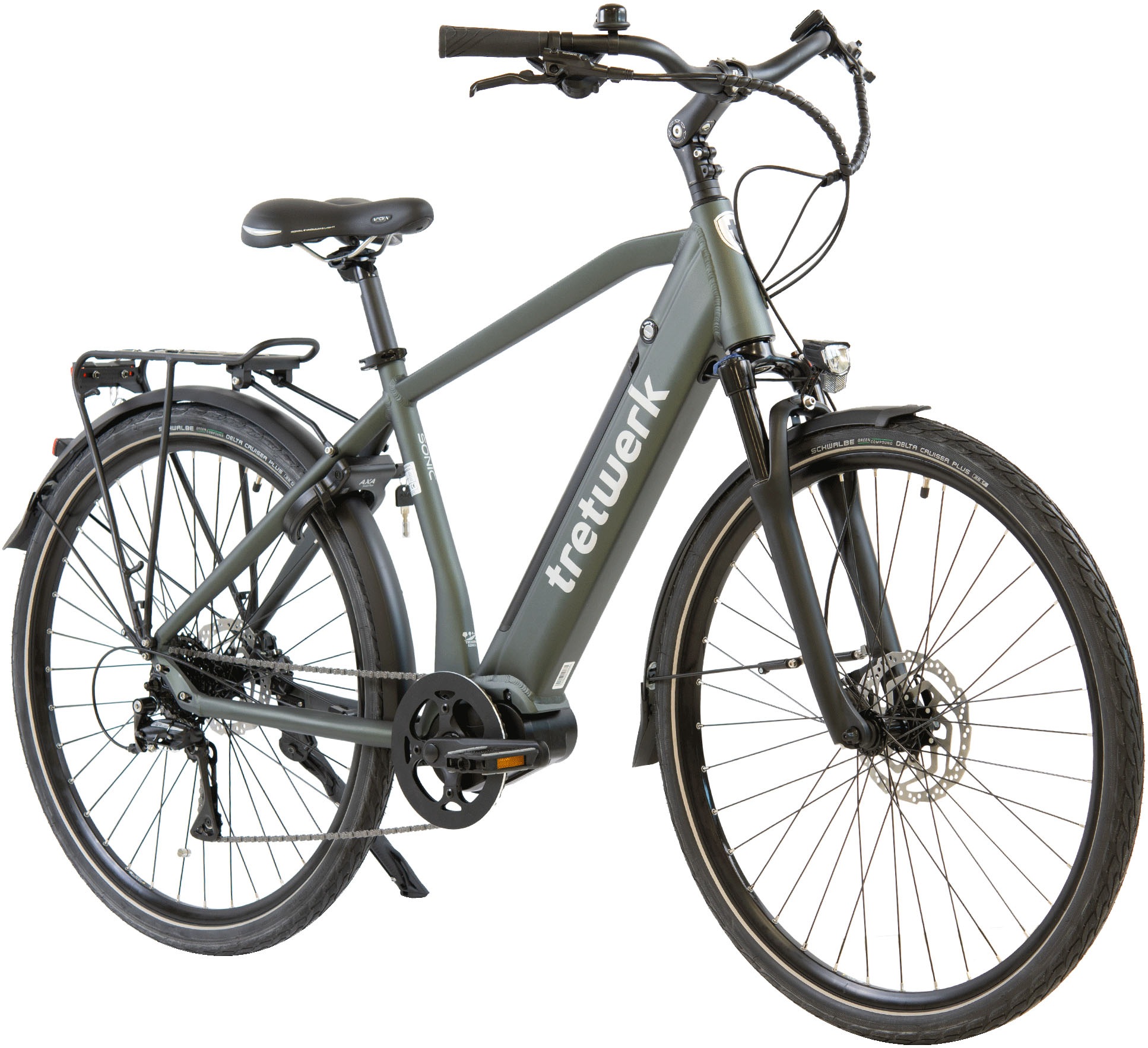 Tretwerk E-Bike "Sonic", 8 Gang, Shimano, Acera M3020 SGS, Mittelmotor 250 W, Pedelec, Elektrofahrrad für Damen u. Herre