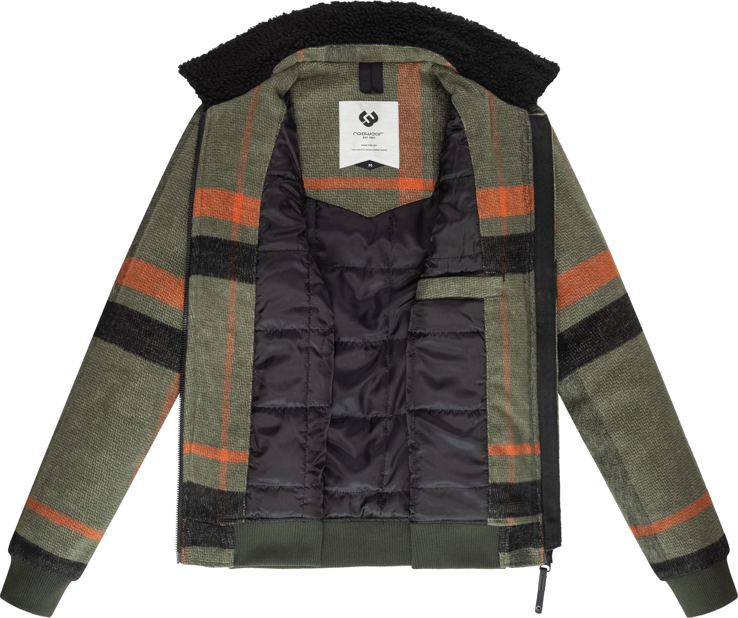 Ragwear Outdoorjacke »Sivval Check«, ohne Kapuze, Warme Herren Übergangsjacke mit kuscheligem Kragen