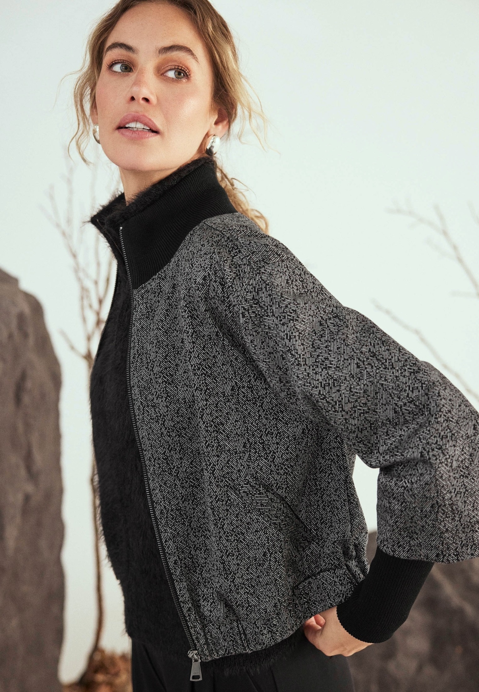 Zero Jackenblazer »zero Damen Jacke Fischgrät mit Stehkragen«, weiteres Detail