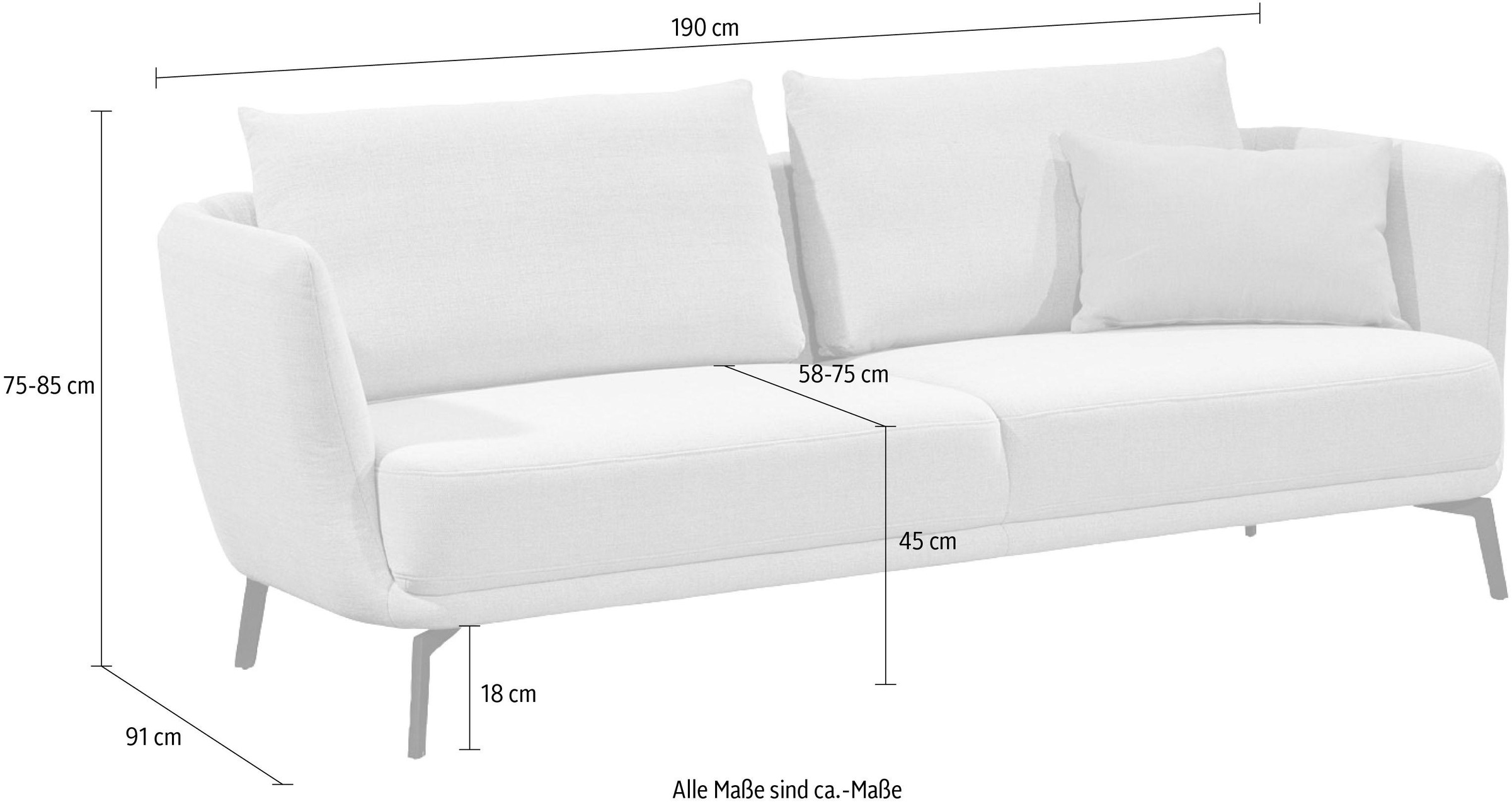 SCHÖNER WOHNEN-Kollektion Sofa »Pearl, hochwertig und komfortabel,«, wahlweise als 2,5- oder 3-Sitzer erhältlich