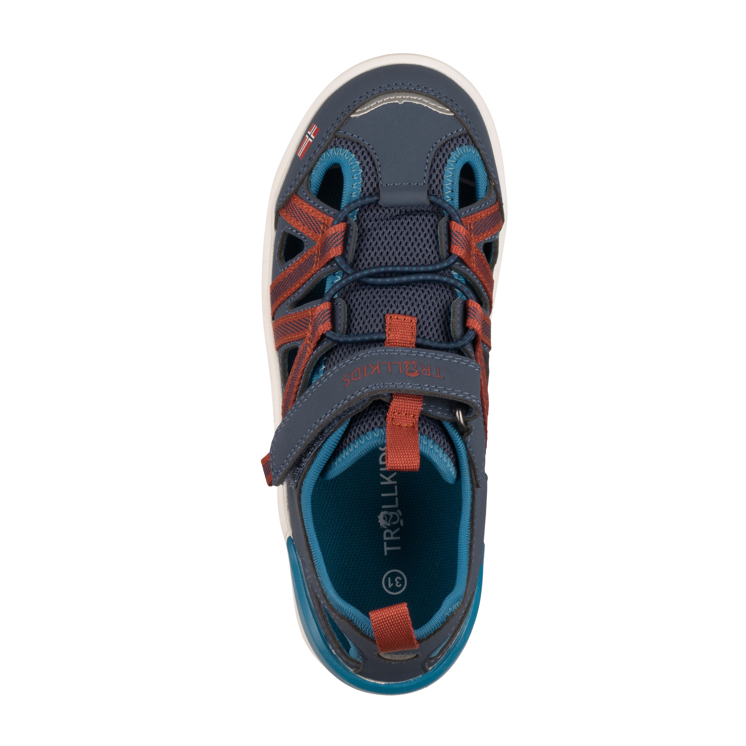 Barfußschuh TROLLKIDS "KIDS SALTFJORD BAREFOOT SANDAL", Kinder, Gr. 31, mystic blau, rot clay, summernight blau, Synthetik, Schuhe Barfußschuh 3