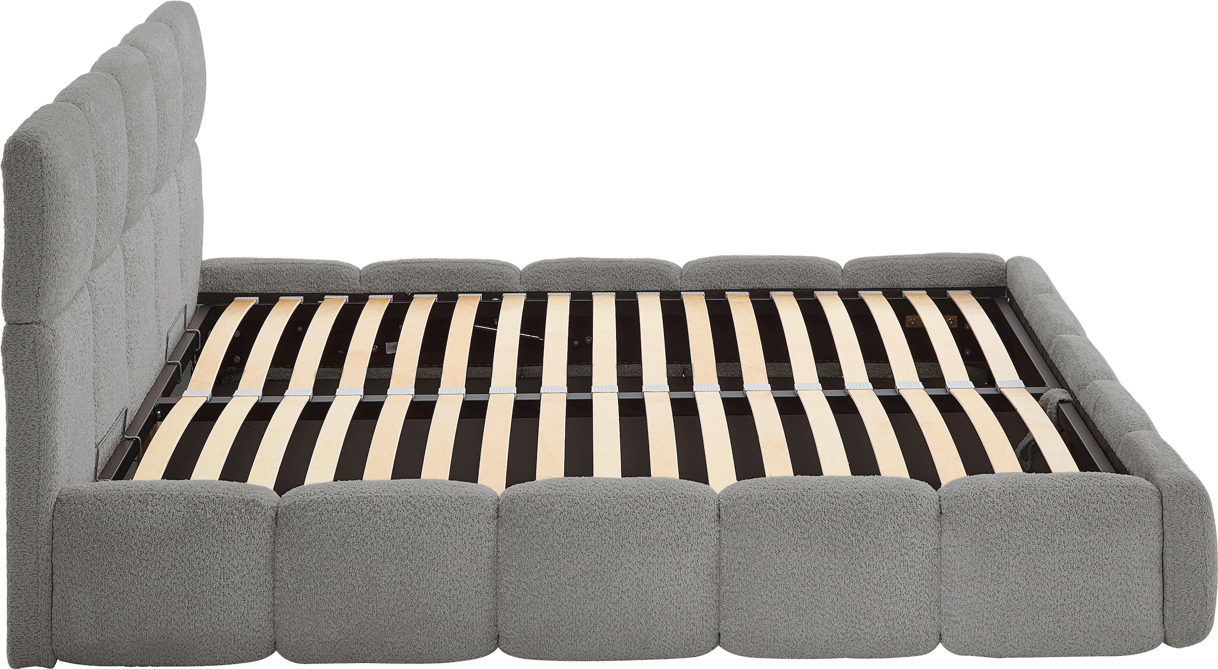 ATLANTIC home collection Polsterbett »"Jane" mit großen Stauraum«, luxurious gepolstertes Kopfteil und Rahmen, Bezug mit Bouclécharakter