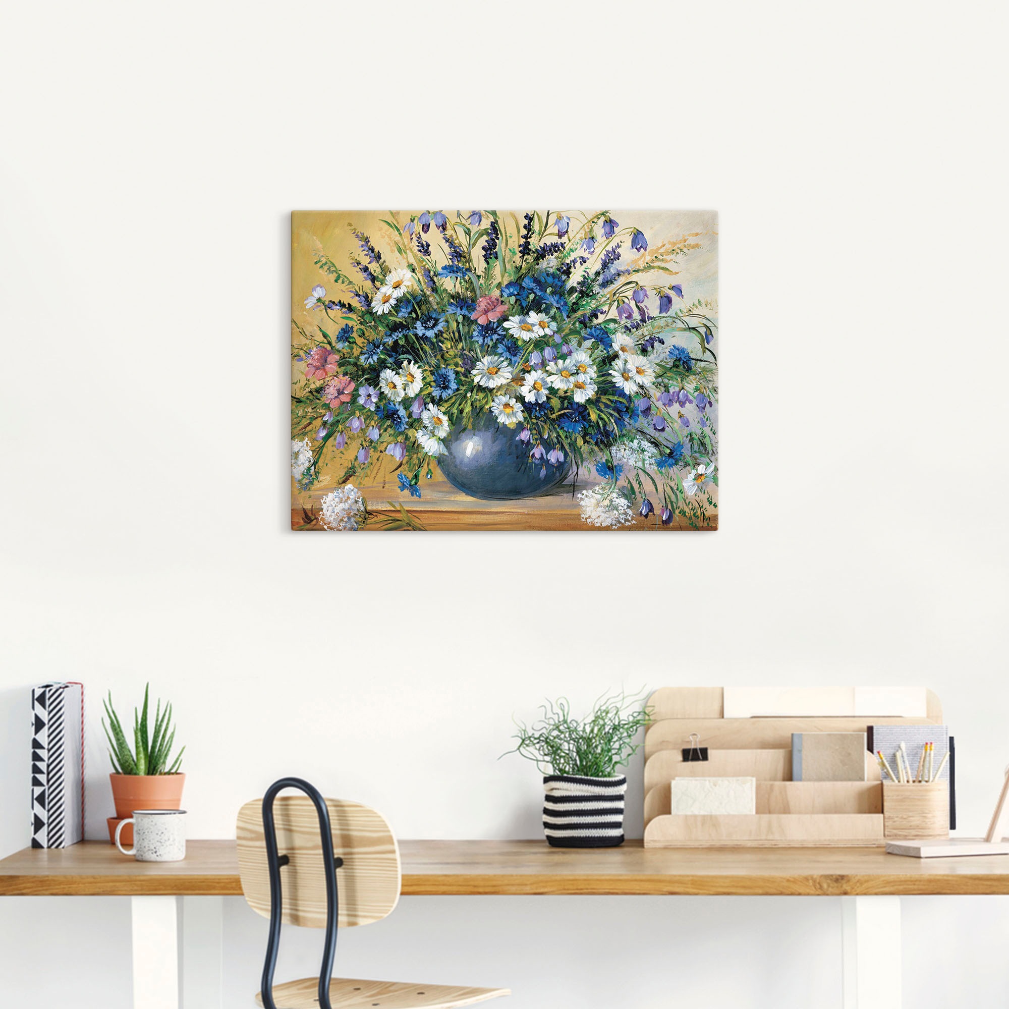 Artland Wandbild "Vase mit Kornblumen" Blumen 1 Stk. tlg. als Leinwandbild, günstig online kaufen