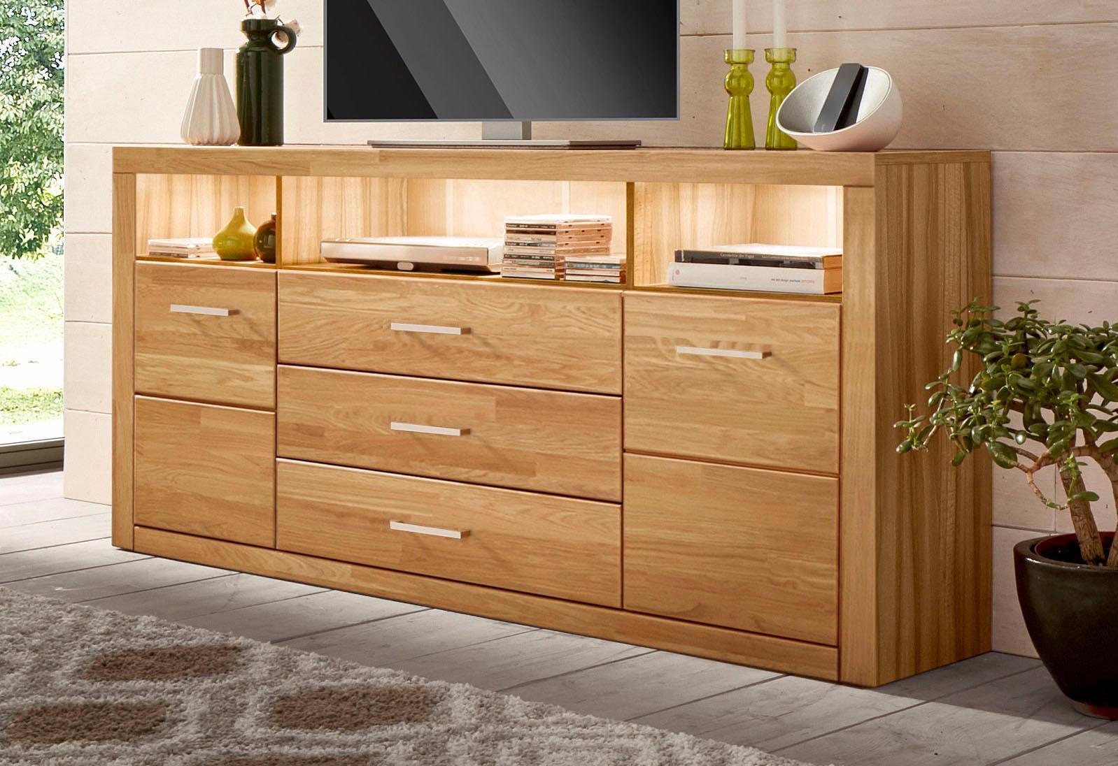 OTTO home Sideboard "Ribe,180cm breit, Fronten Massivholz,7 Fächer" Holz ma günstig online kaufen