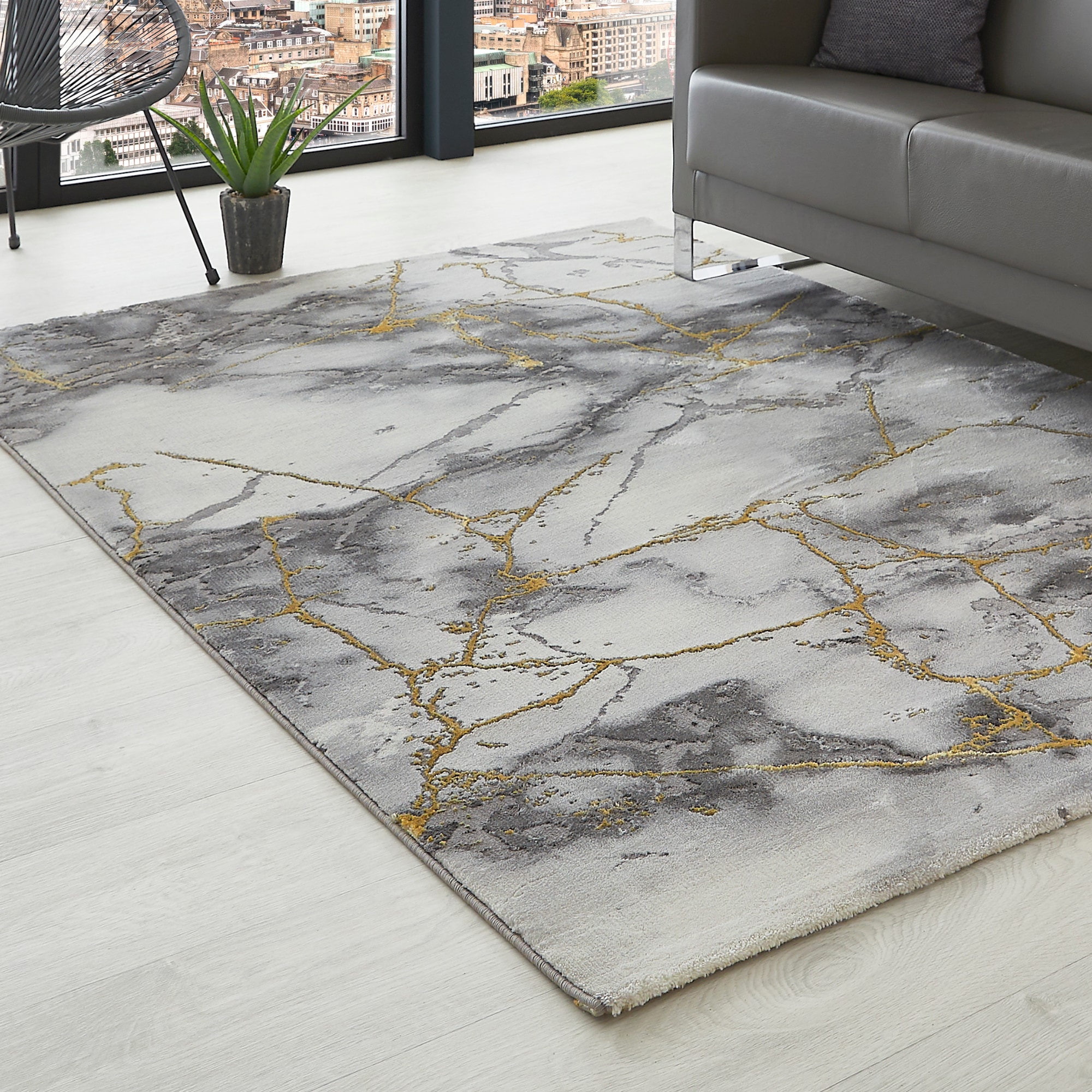 LUXOR living Teppich »Phoenix«, rechteckig, 17 mm Höhe, modernes Marmor Design, Hoch-Tief Effekt, Seidenoptik, Wohnzimmer