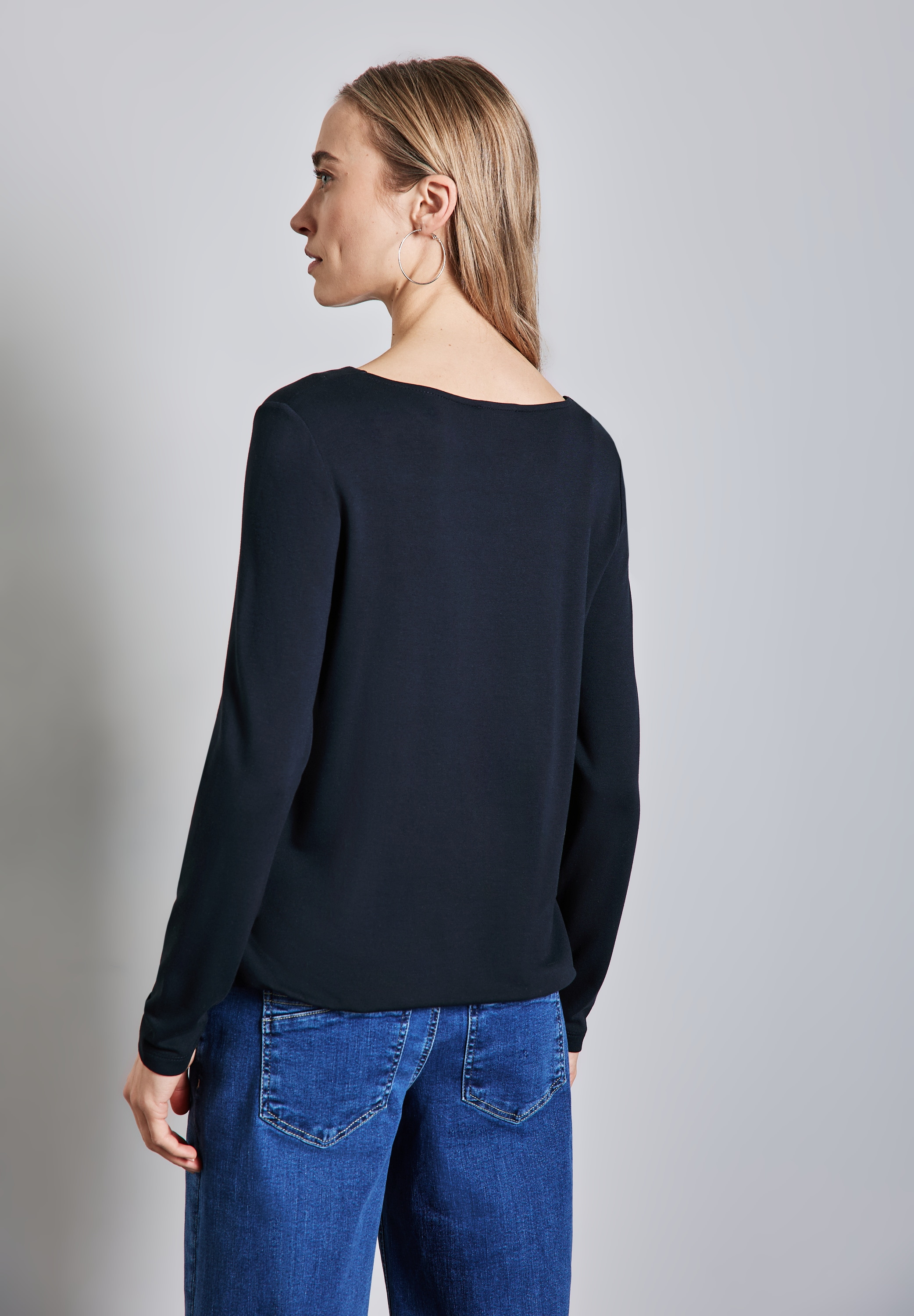 STREET ONE Langarmshirt, mit Elastiksaum