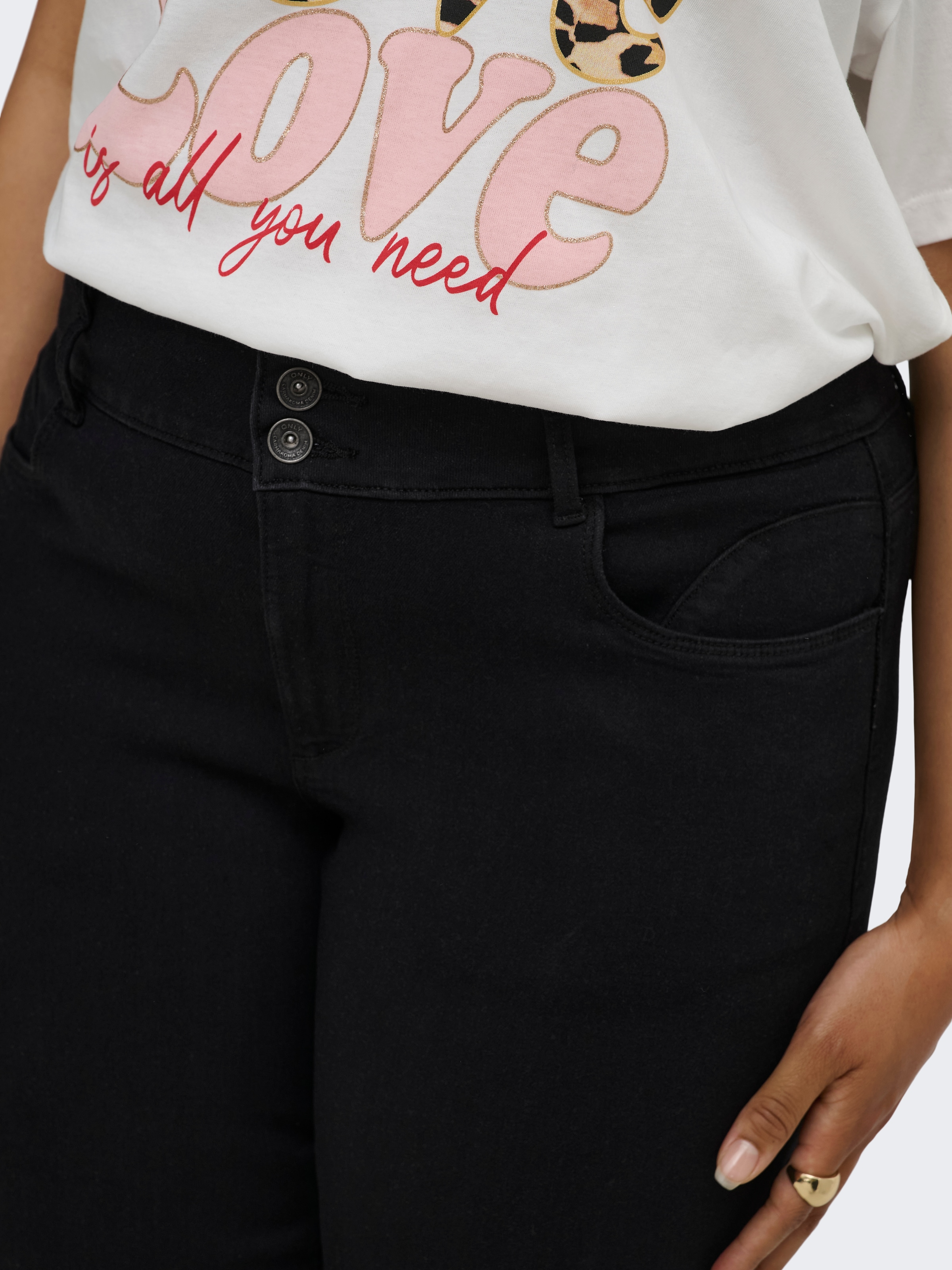 ONLY CARMAKOMA High-waist-Jeans »CARANNA HW WIDE BLACK DNM NOOS« Viskosemischung, High Waist