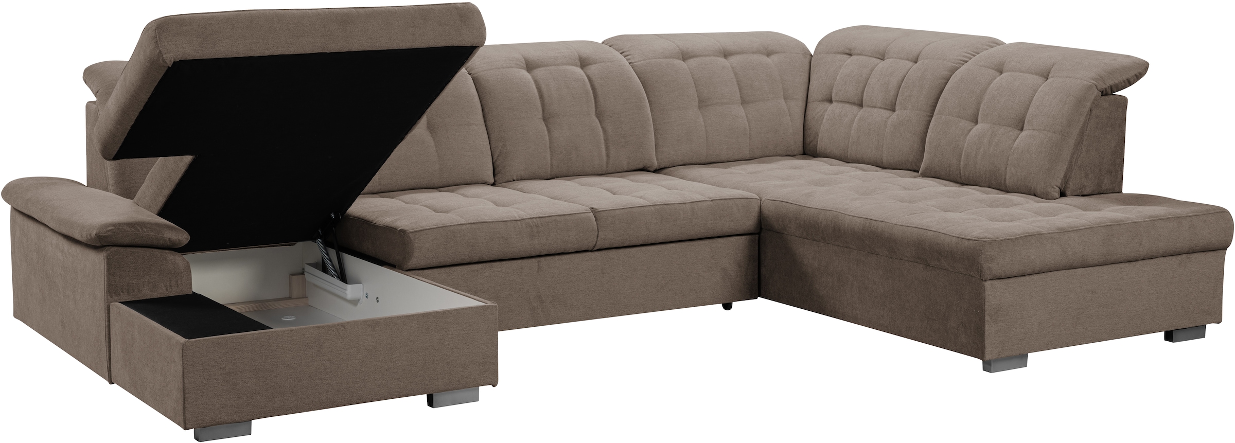 WERK2 Wohnlandschaft »Kordula-New U-Form«, Sofa in U-Form mit Schlaffunktion & Bettkasten, Schlafcouch