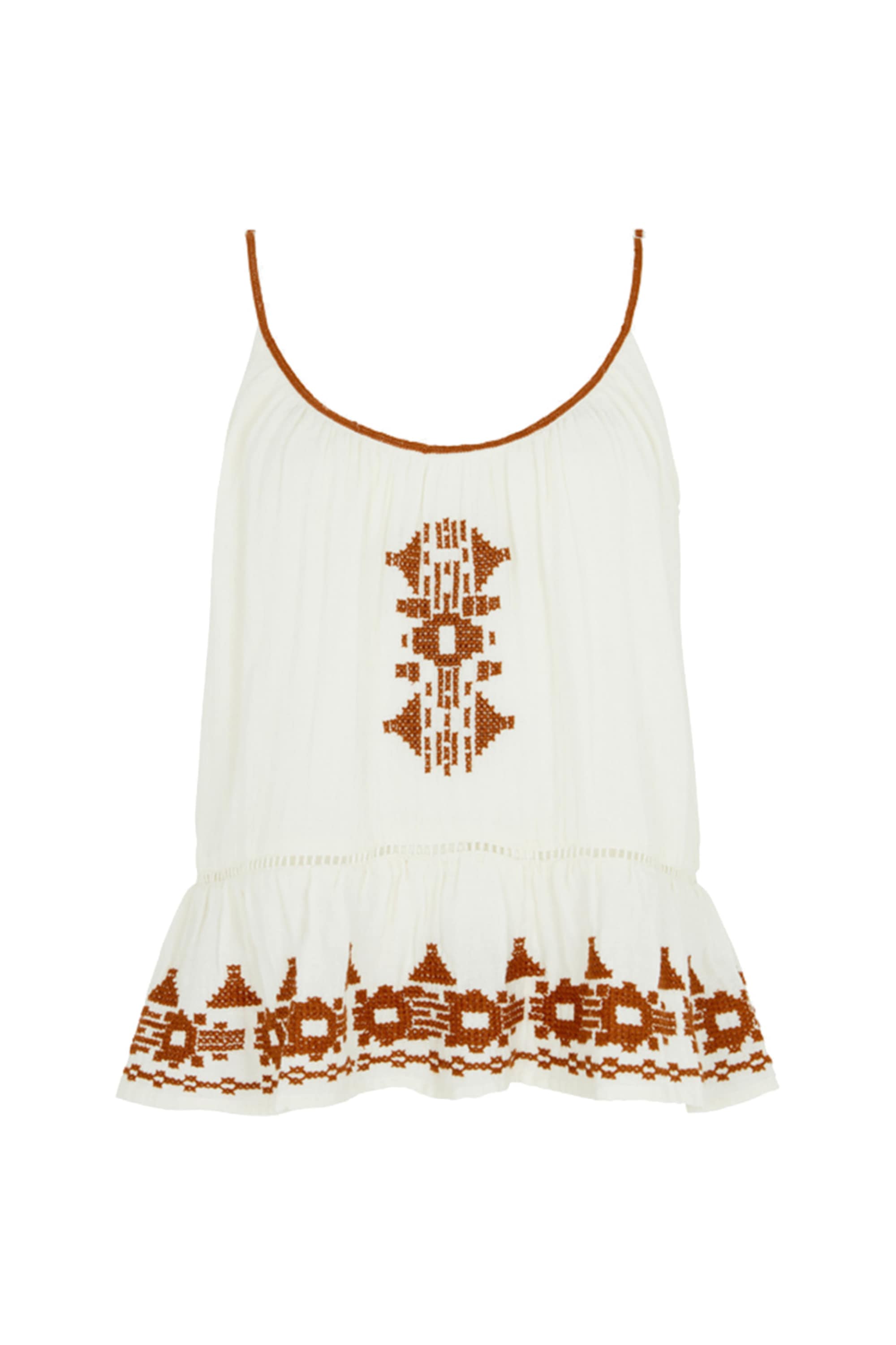 RAFFYA T-Shirt "Lilly Spaghetti Strap Embroidered Cami Damen" günstig online kaufen