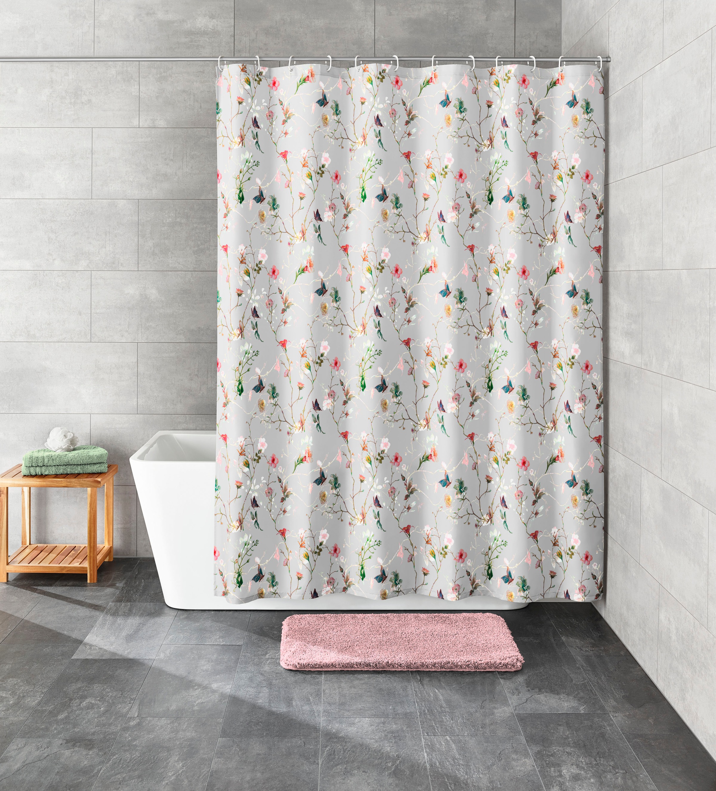 Kleine Wolke Duschvorhang "Flores" Breite 180 cm mit beschwertem Saum und V günstig online kaufen