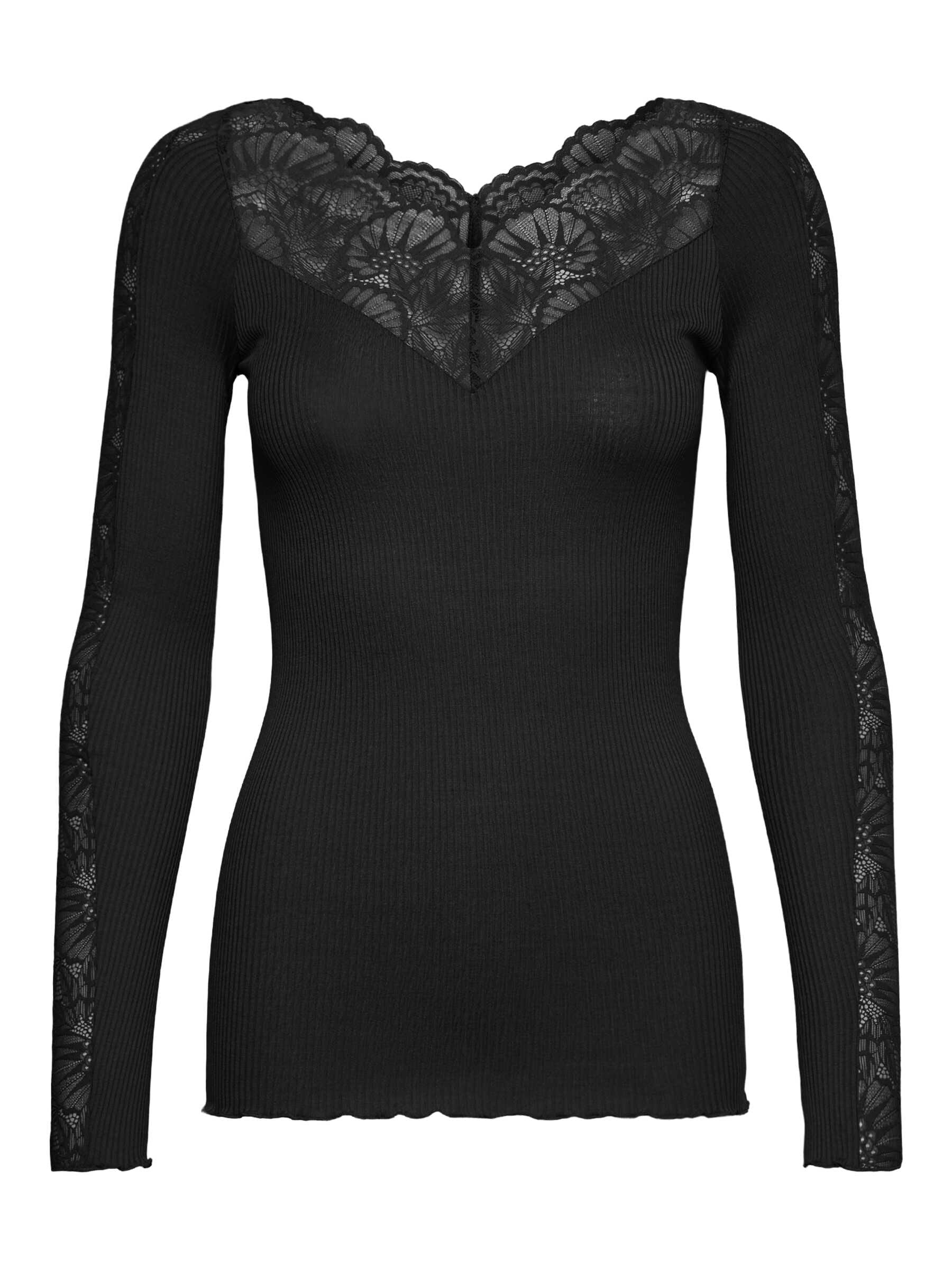 rosemunde Spitzenshirt "Beatha lace longsleeve mit Seide" elastisch weiche Vintage-Spitze am Ausschnitt und entlang der Ärmel