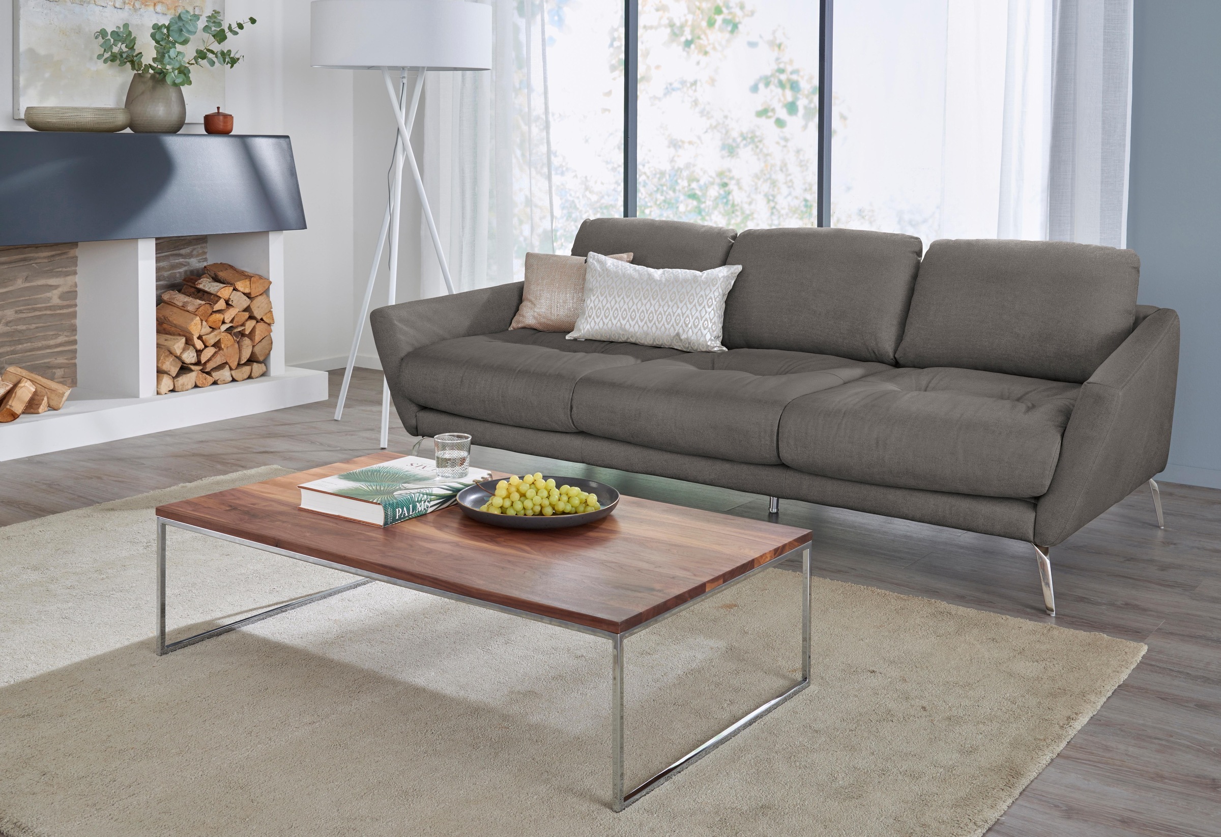 W.SCHILLIG Big-Sofa »softy«, mit dekorativer Heftung im Sitz, Füße Chrom glänzend
