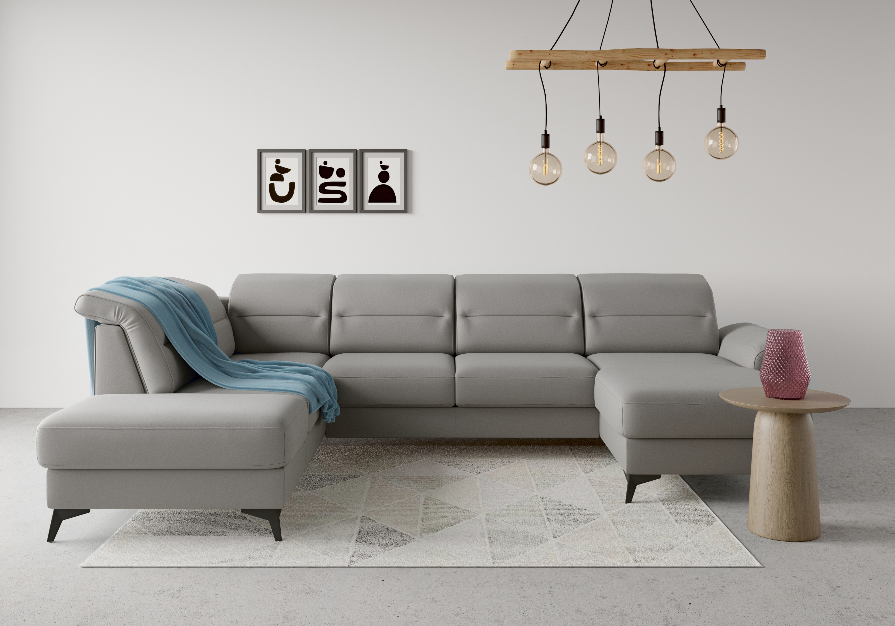 sit&more Wohnlandschaft "Sinatra U-Form" optional mit Kopfteilverstellung und Armteilfunktion, Metallfüße