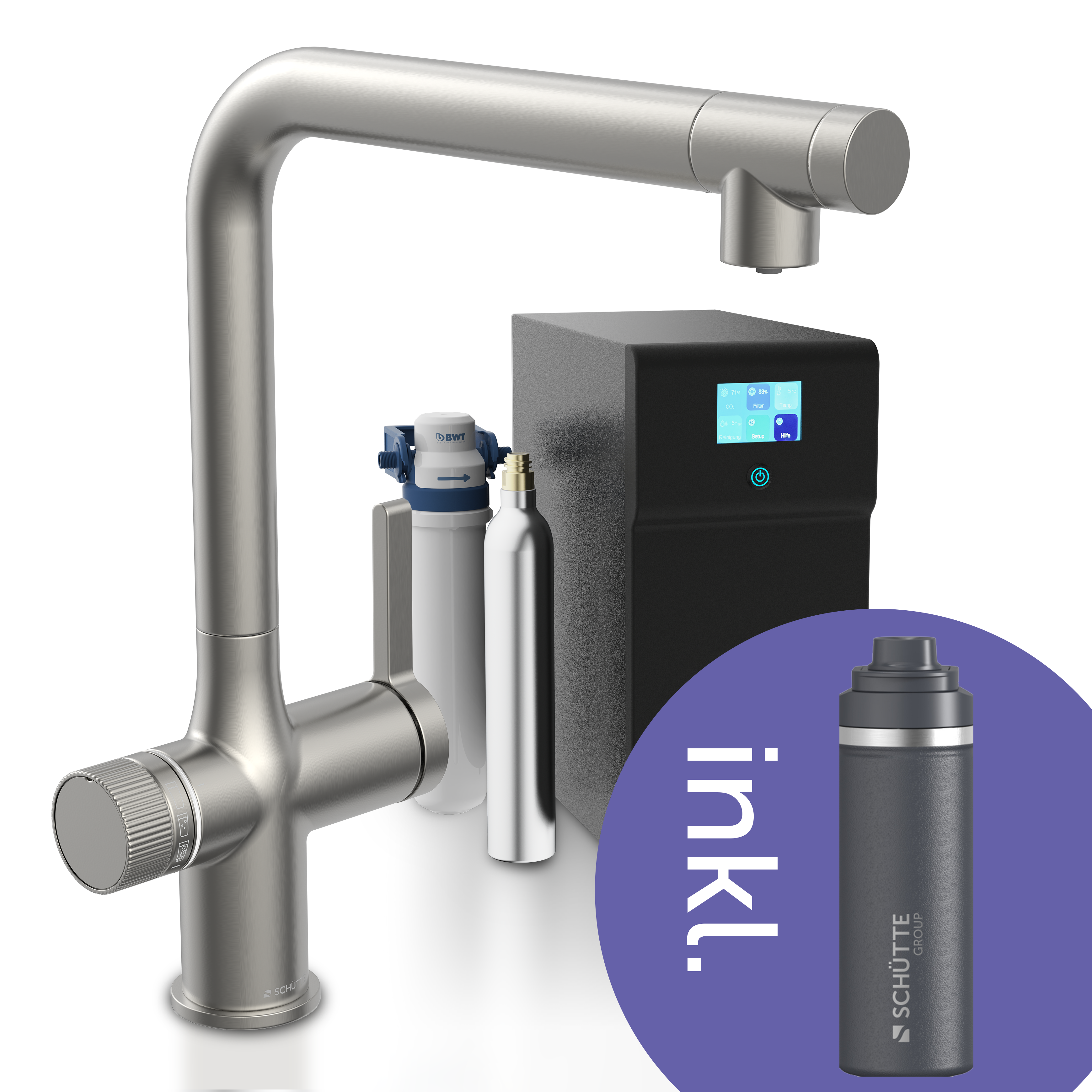 Schütte Küchenarmatur ""AQUADUCT" Sprudelwasser-Spültischarmatur" mit Kühlsystem, Filter, Filterkopf und handelsüblicher CO2-Kartusche