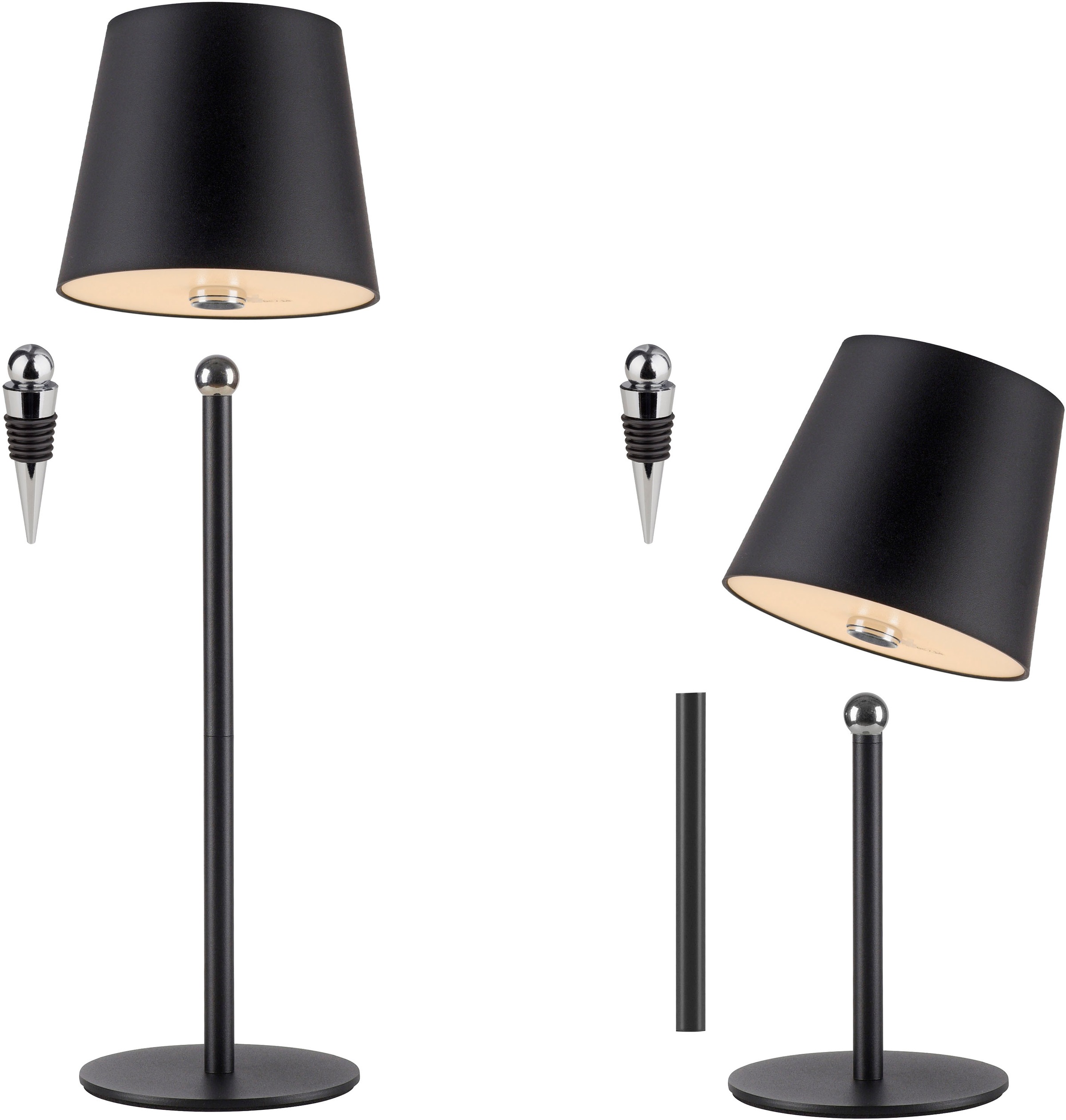 JUST LIGHT LED Tischleuchte »BOTERIA« LED-Board 2 Stk. Warmweiß Akkubetrieben, Aufladebar, 2er Set, magnetisch, dimmbar