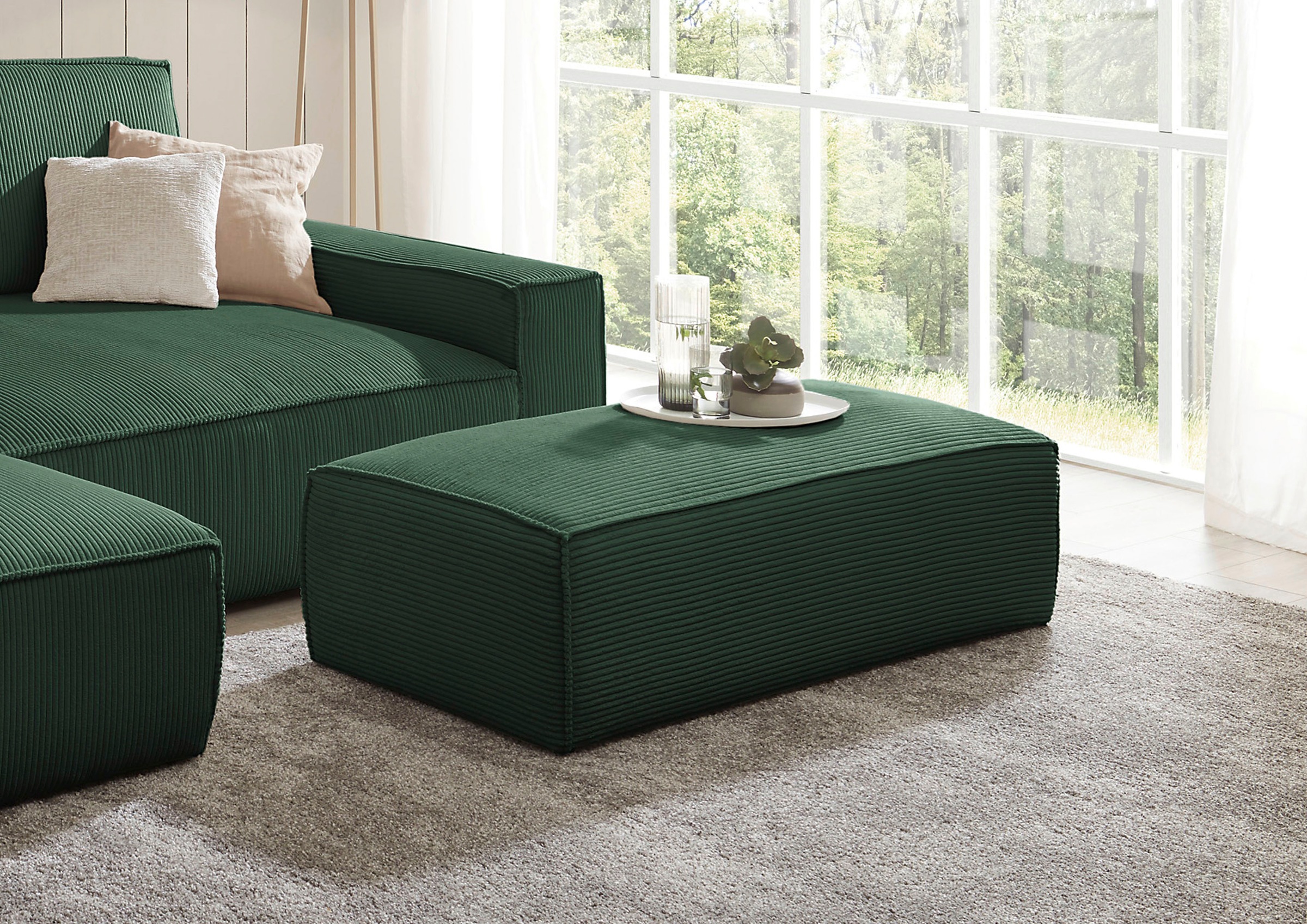 Home affaire Hocker "NEU: SHERWOOD XXL, Polsterhocker, Cord, Webstoff", rec günstig online kaufen
