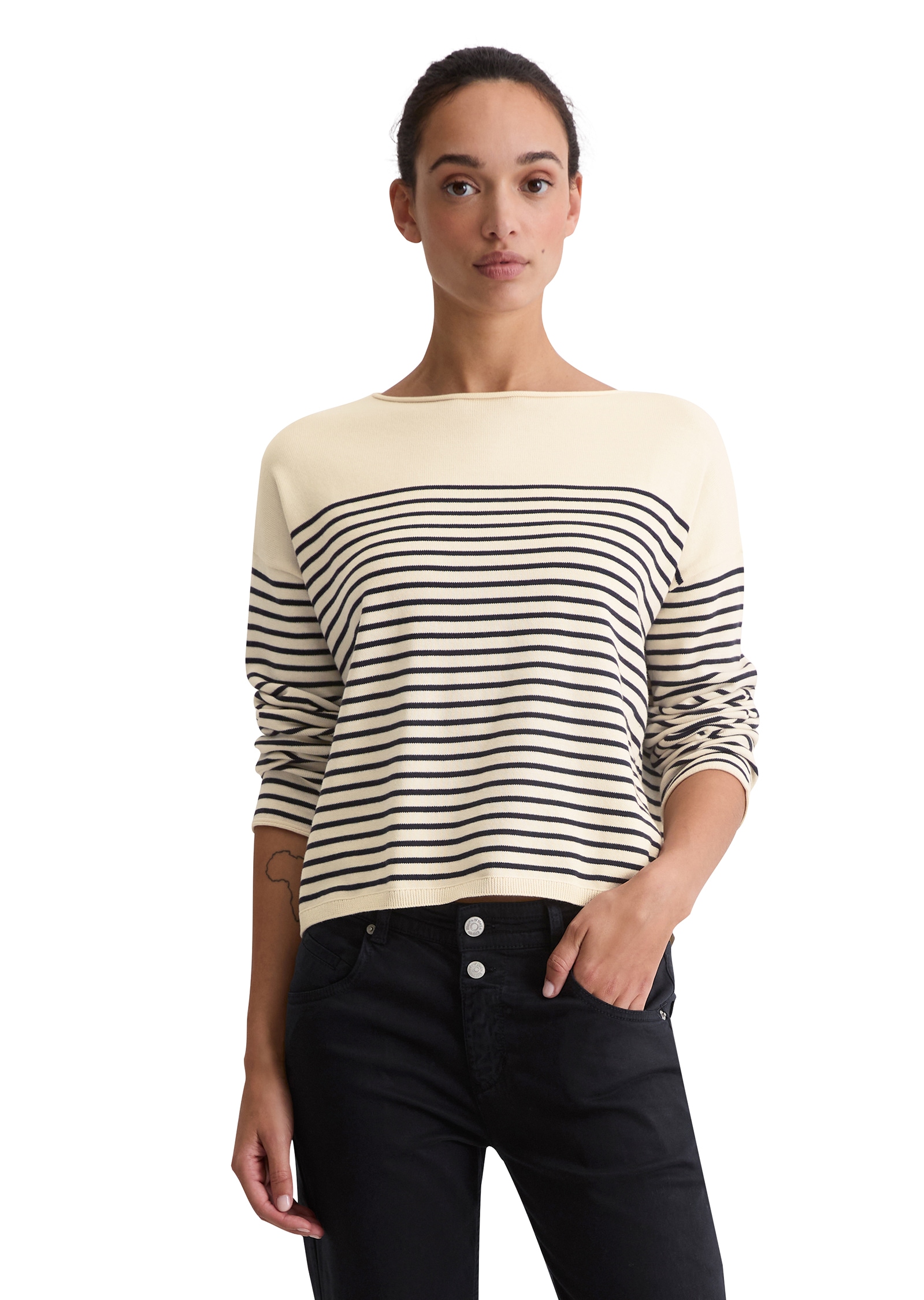 Marc OPolo Strickpullover geringelt, U-Boot-Ausschnitt günstig online kaufen